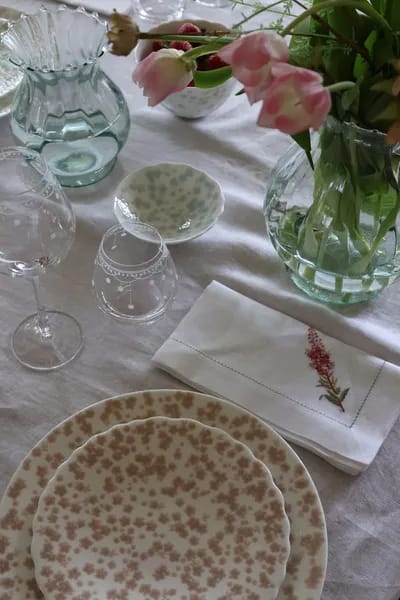 Wik & Walsøe Middagstallerkener Slåpeblom Middagsallerken i Hvid/Rosa, 6