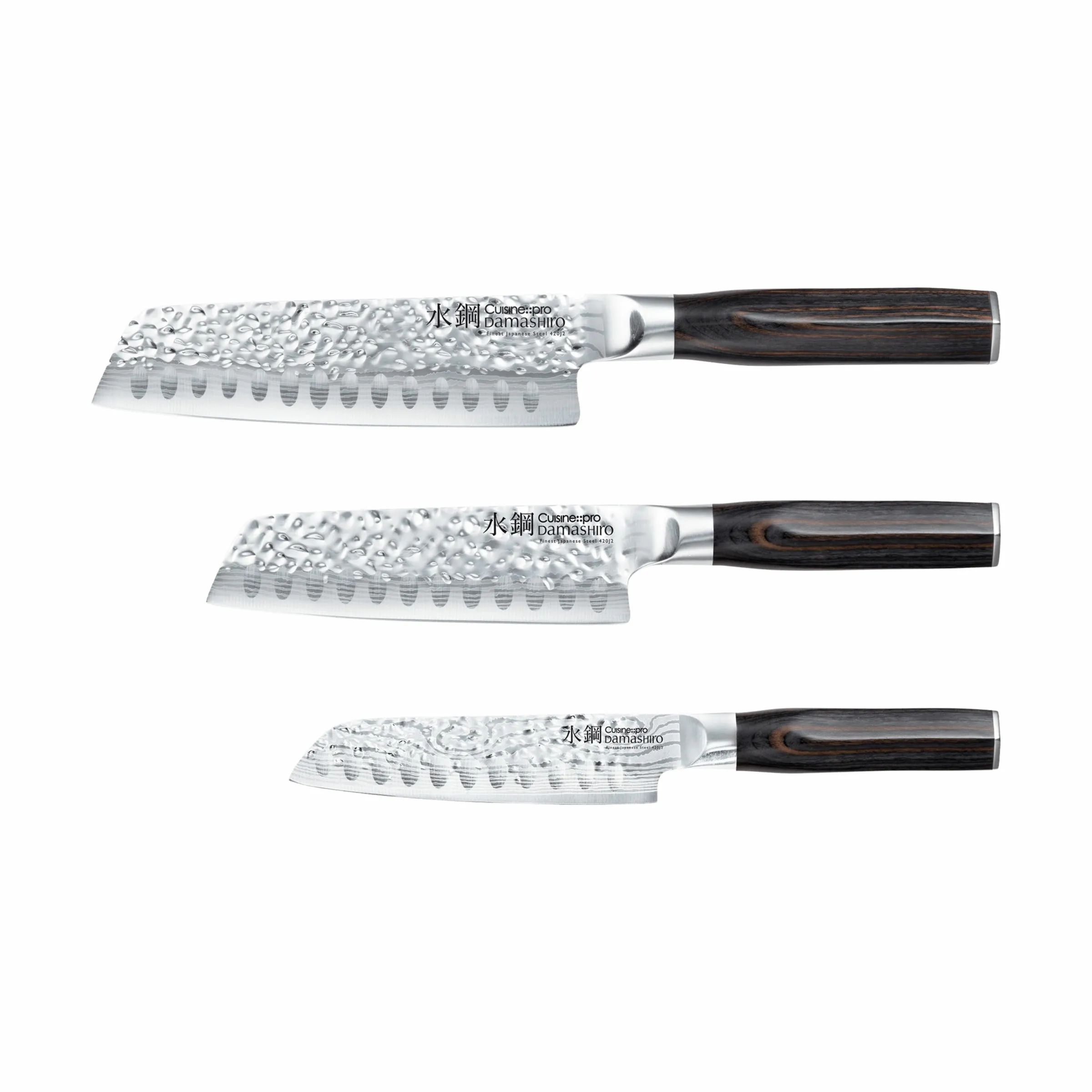 THE CUSTOM CHEF™ Santokuknive Cuisine::pro® Damashiro® EMPEROR Damashiro® EMPEROR Santokuknivsæt - 3 dele i Sølv/sort, 1