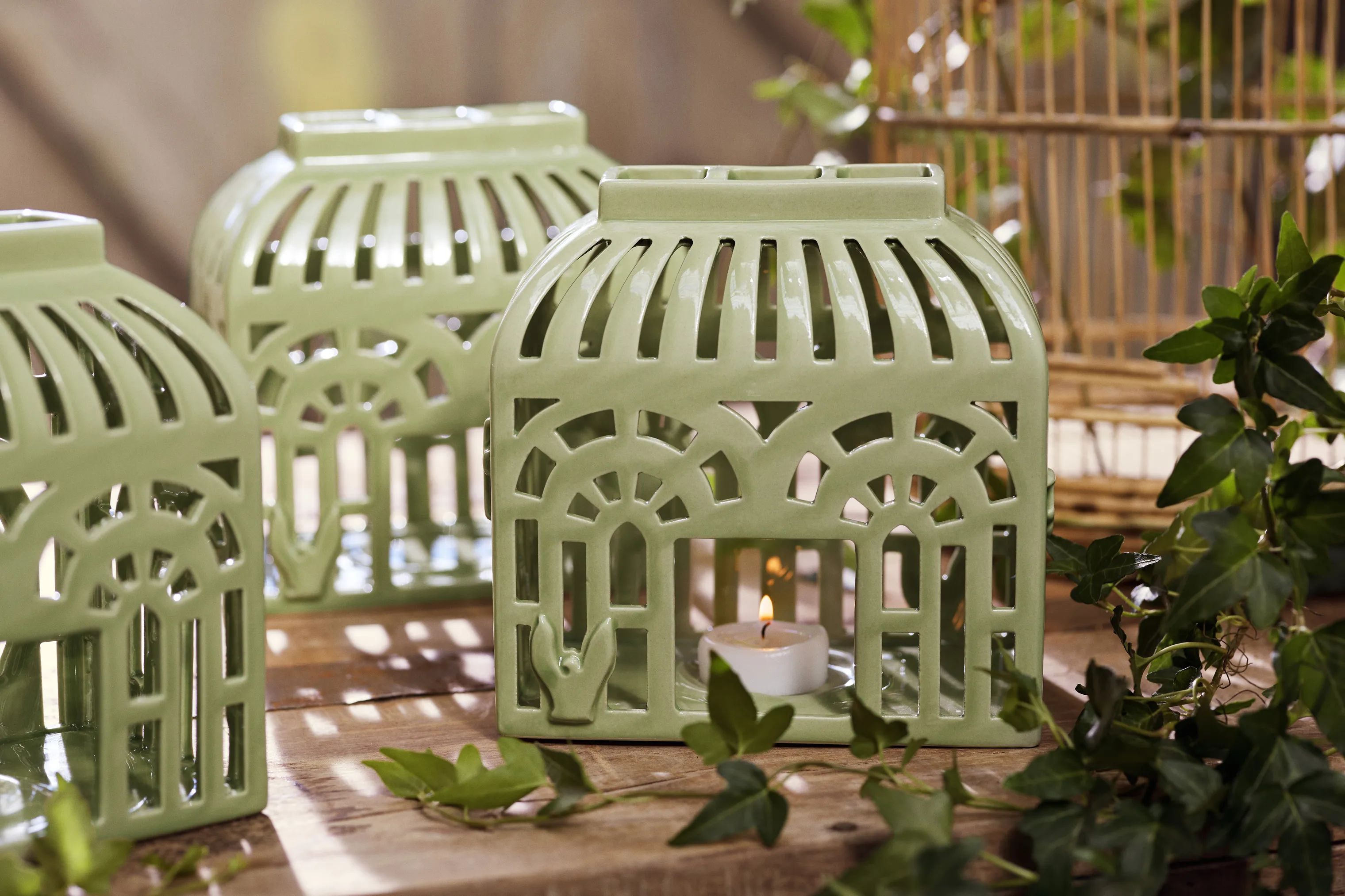 Kähler Fyrfadsstage Orangery Lyshus i Spring leaf, 3