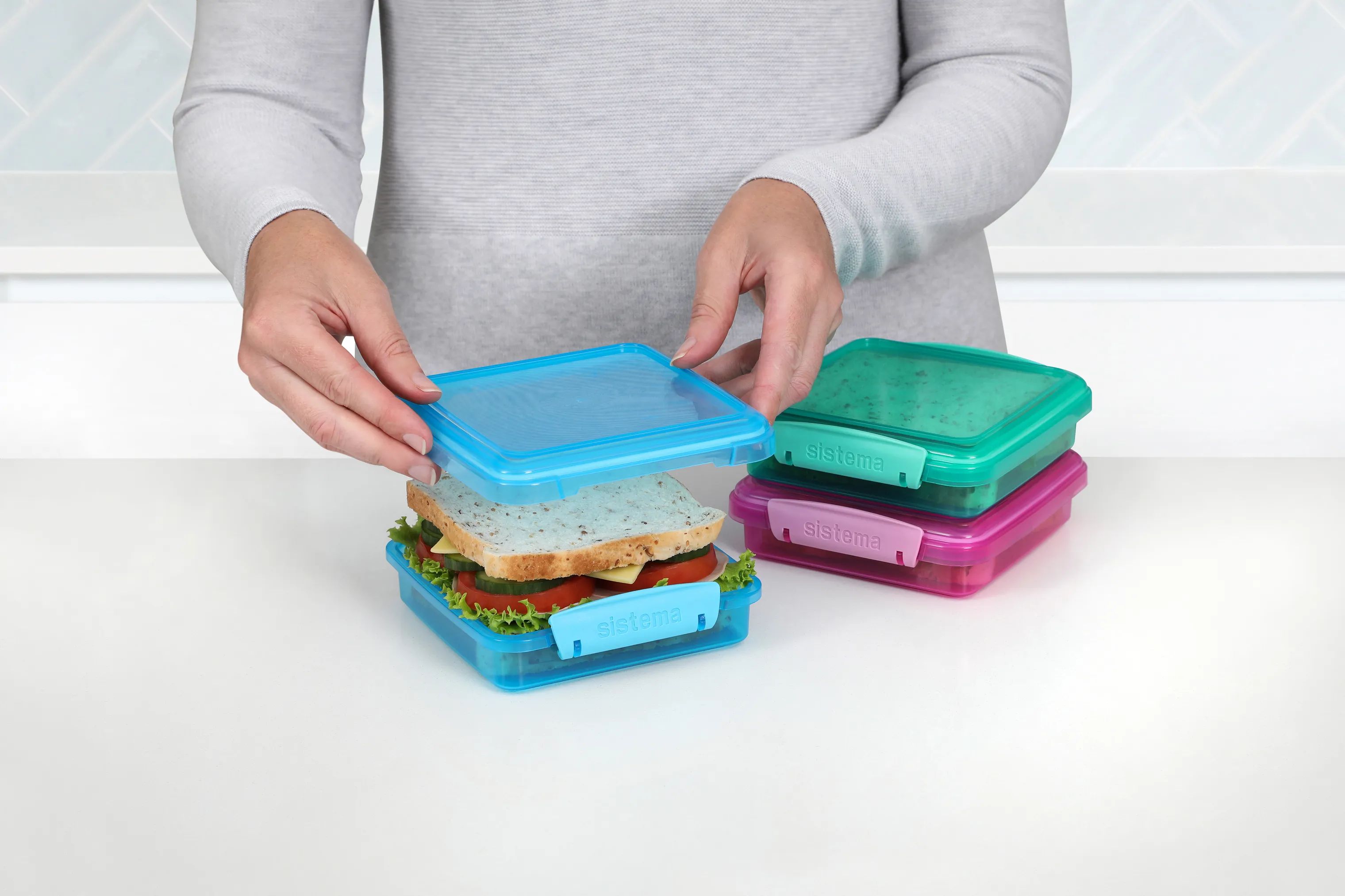 Sistema Madkasser Madkasse - 3 stk. i Blue/Teal/Pink, 2