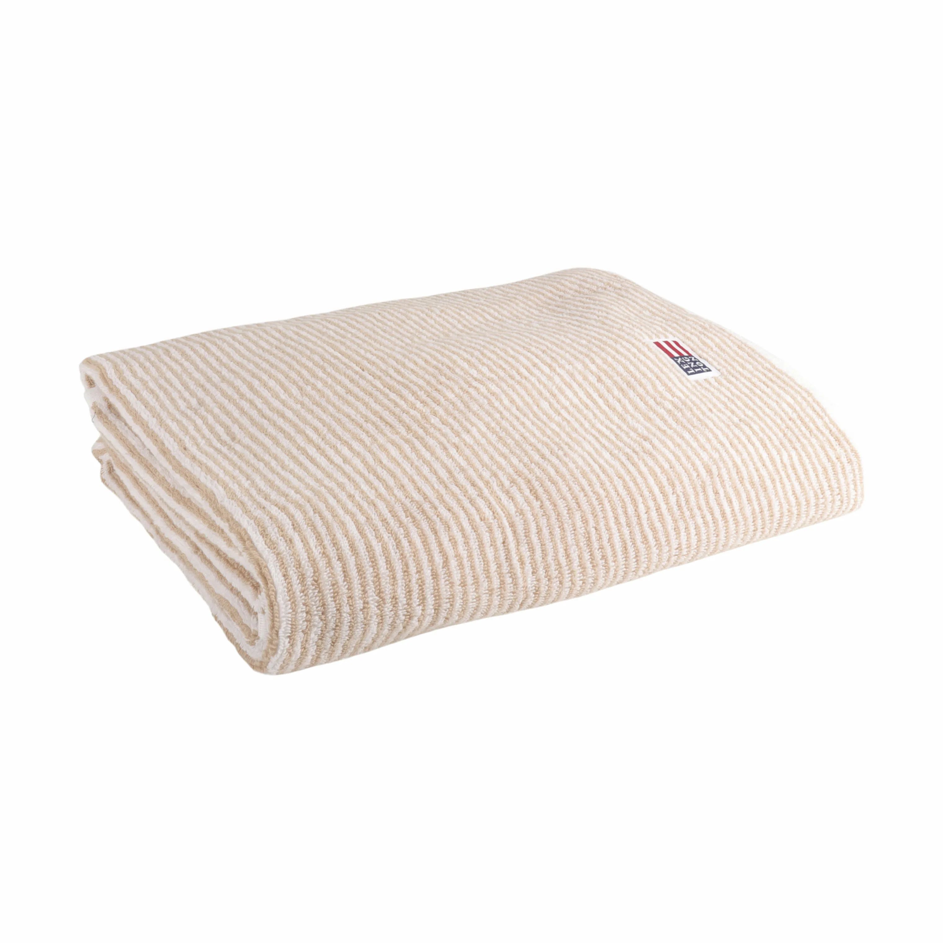Lexington Håndklæder Icons Originals Stribet Håndklæde i White/Tan, B70 x L130 cm, 1