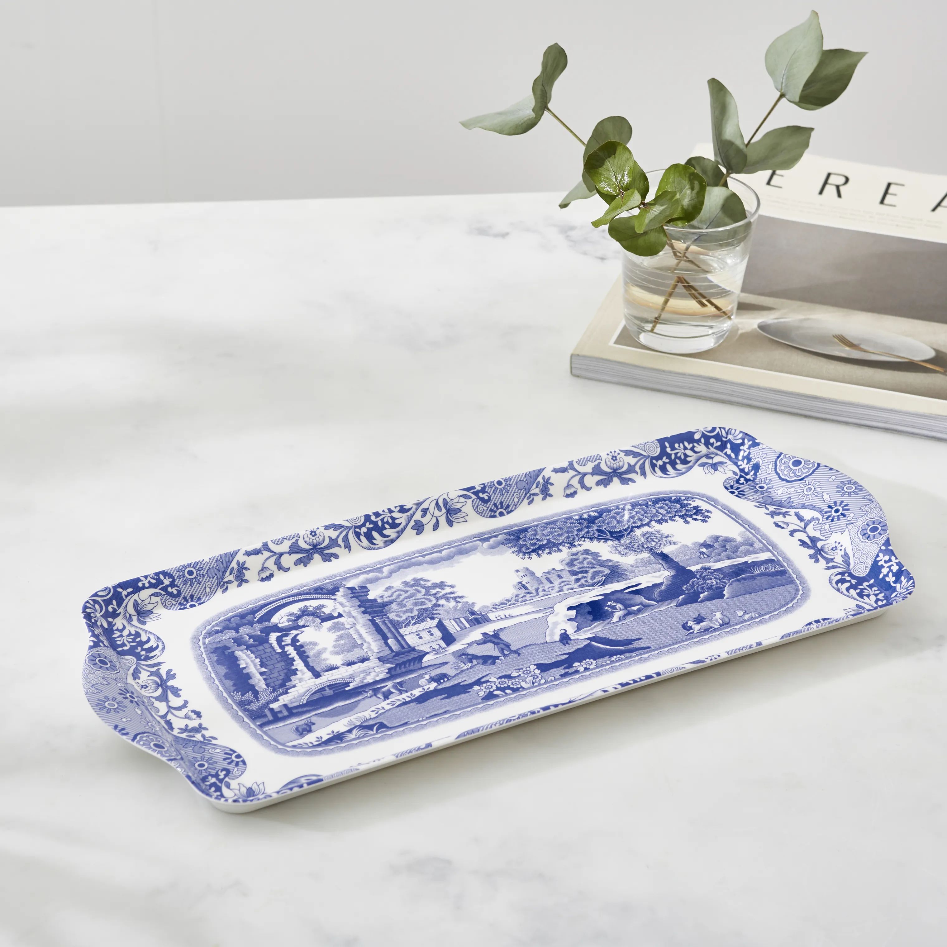 Pimpernel Bakker Blue Italian Serveringsbakke i Blå/Hvid, 2