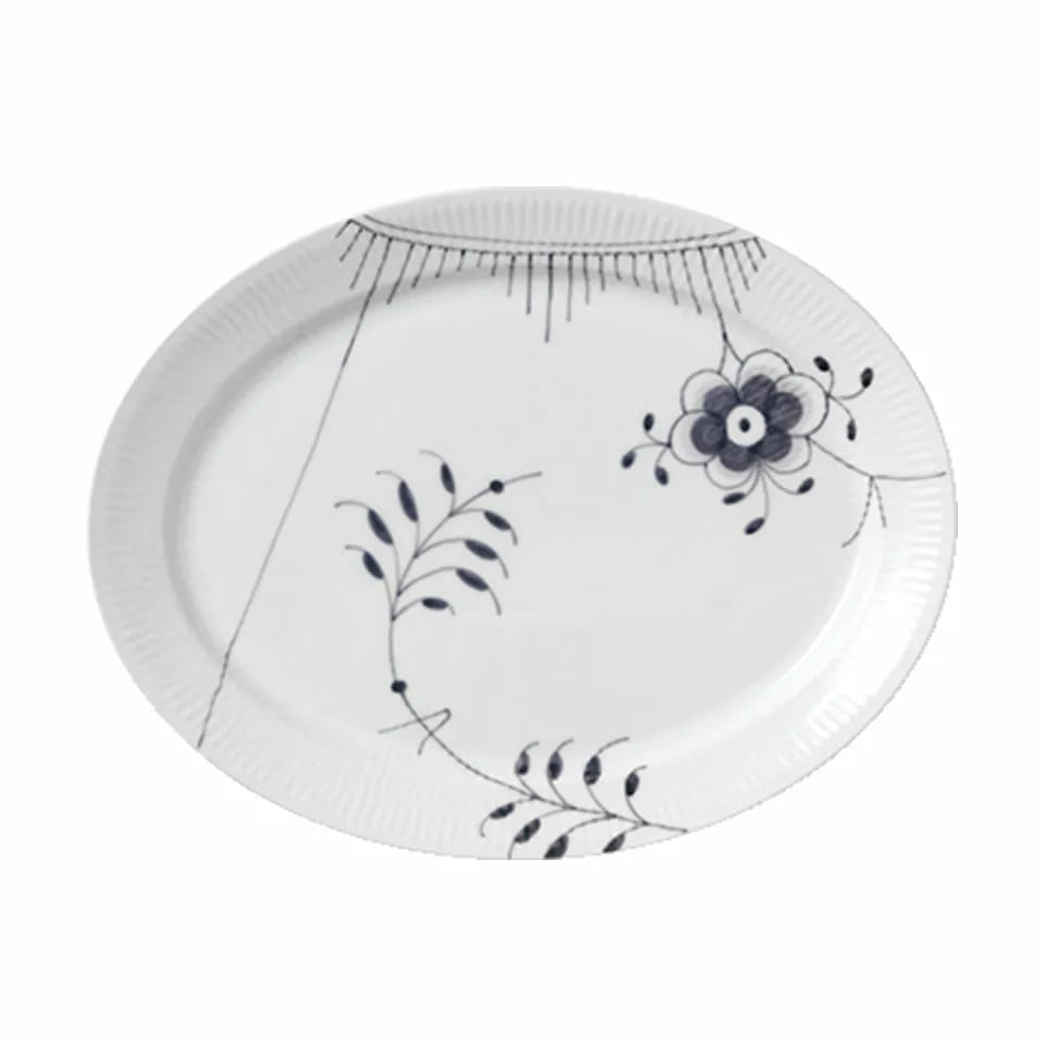 Royal Copenhagen Serveringsfade Sort Mega Riflet Fad i L 33 cm, 35 cm, 1