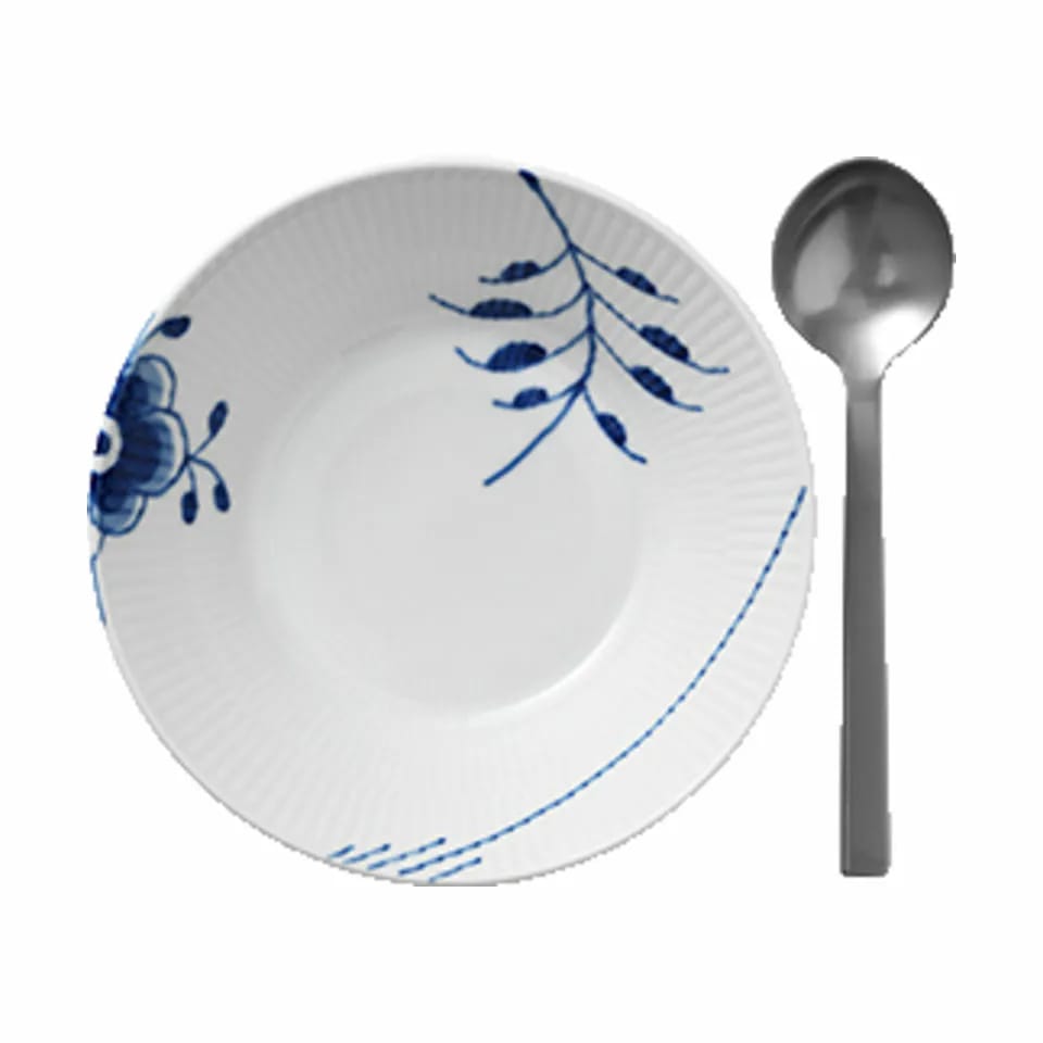 Royal Copenhagen Dybe tallerkener Blå Mega Riflet Dyb Tallerken i 17 cm, 4