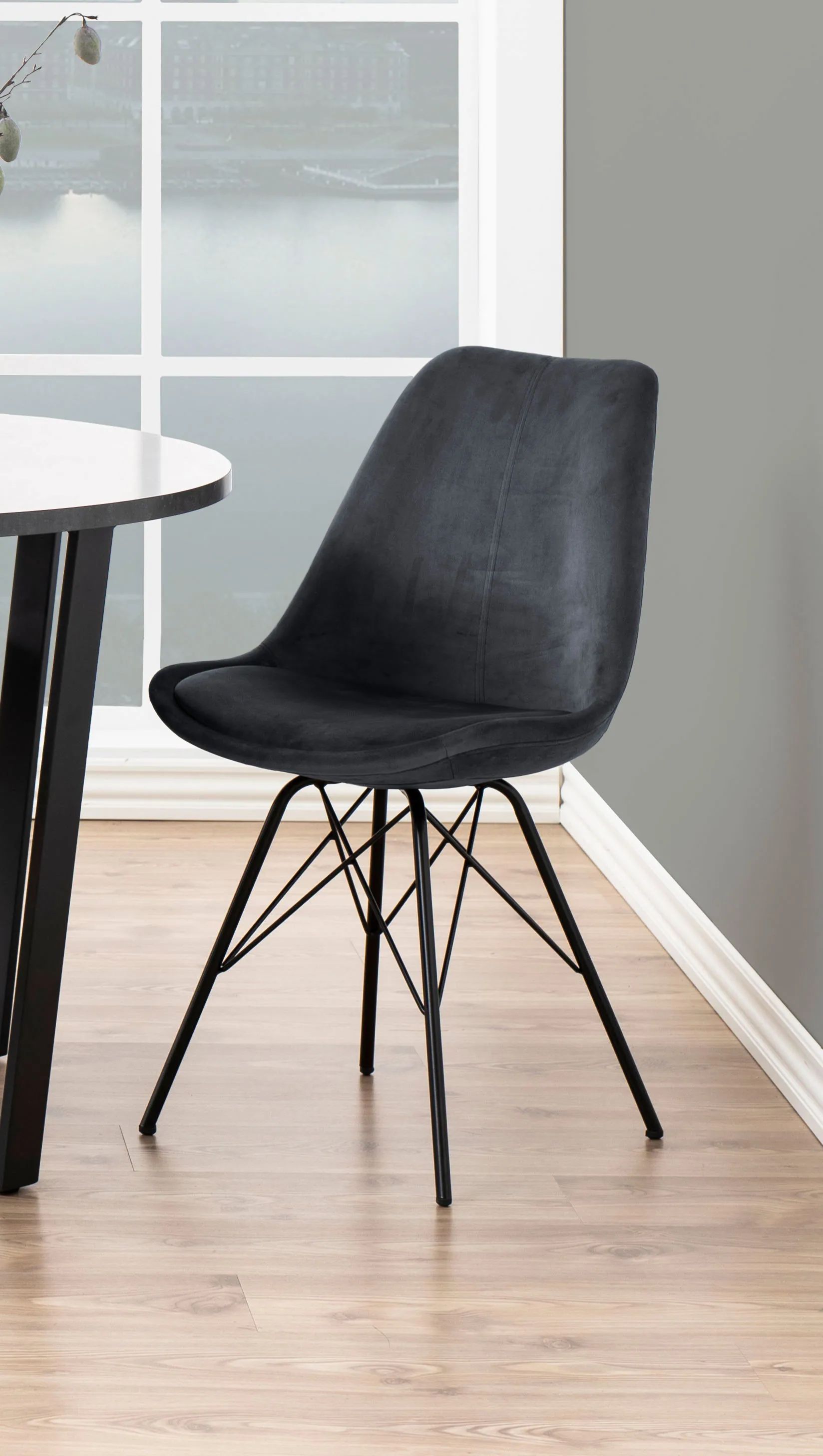 CASA Living Spisebordsstole Eris Spisebordsstol - 2 stk. i mørkegrå/sort, 3
