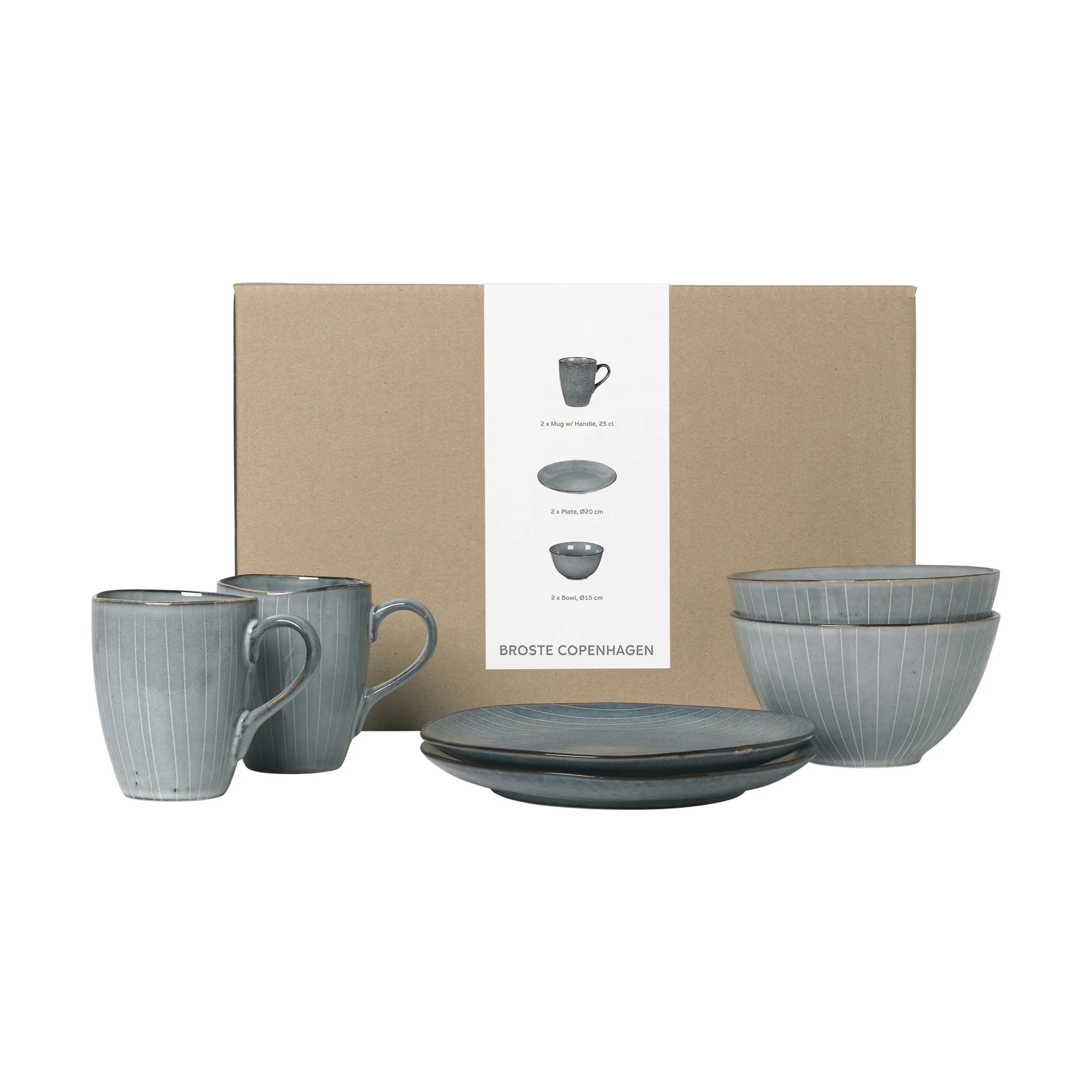 Broste Copenhagen Frokosttallerkener Nordic Sea Morgenmadssæt - 6 dele i Soft Blue, 1