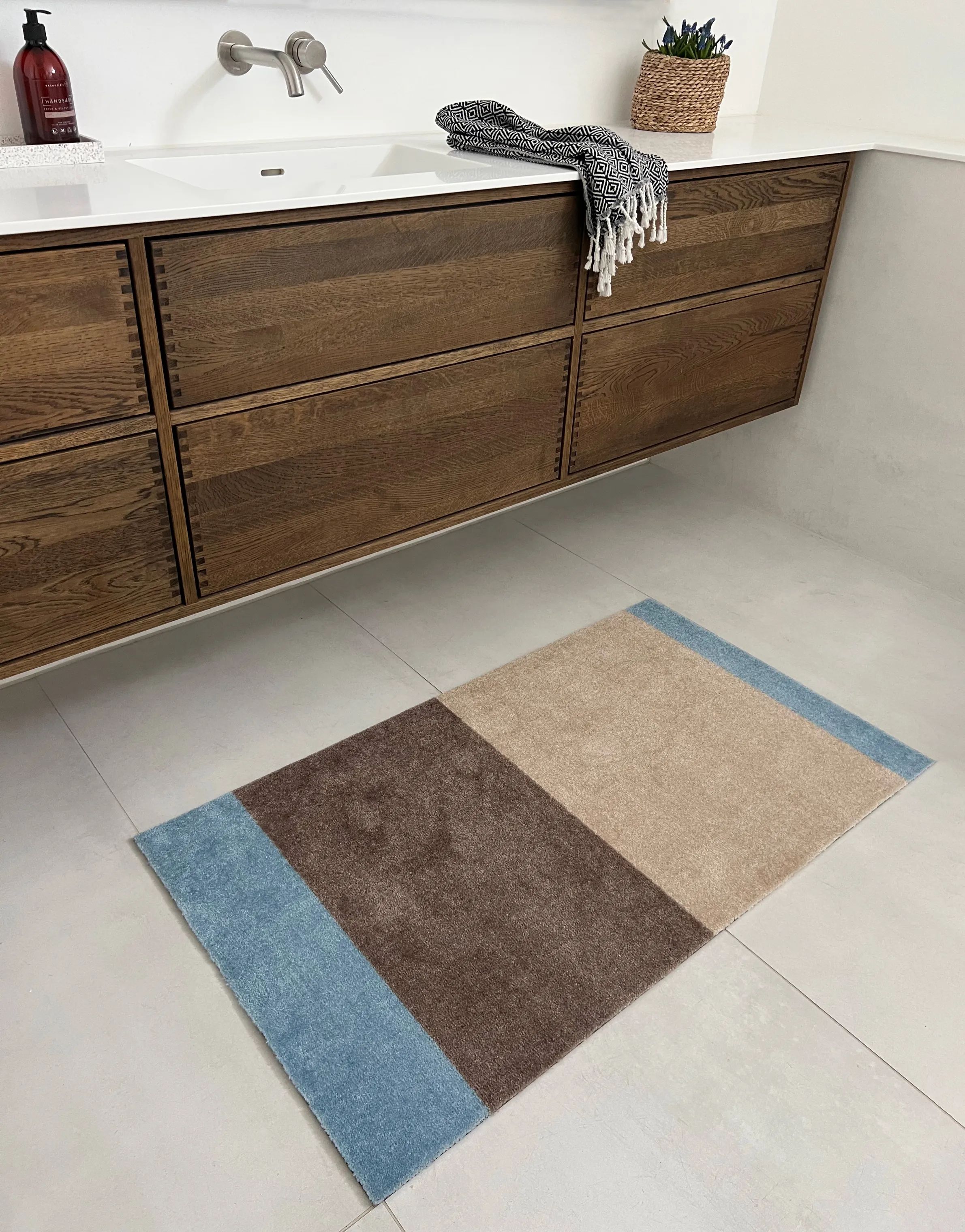 Tica Copenhagen Gulvtæpper Stripes Horisontal Gulvtæppe i Ivory/Sand/Blå, B67 x L120 cm, 7
