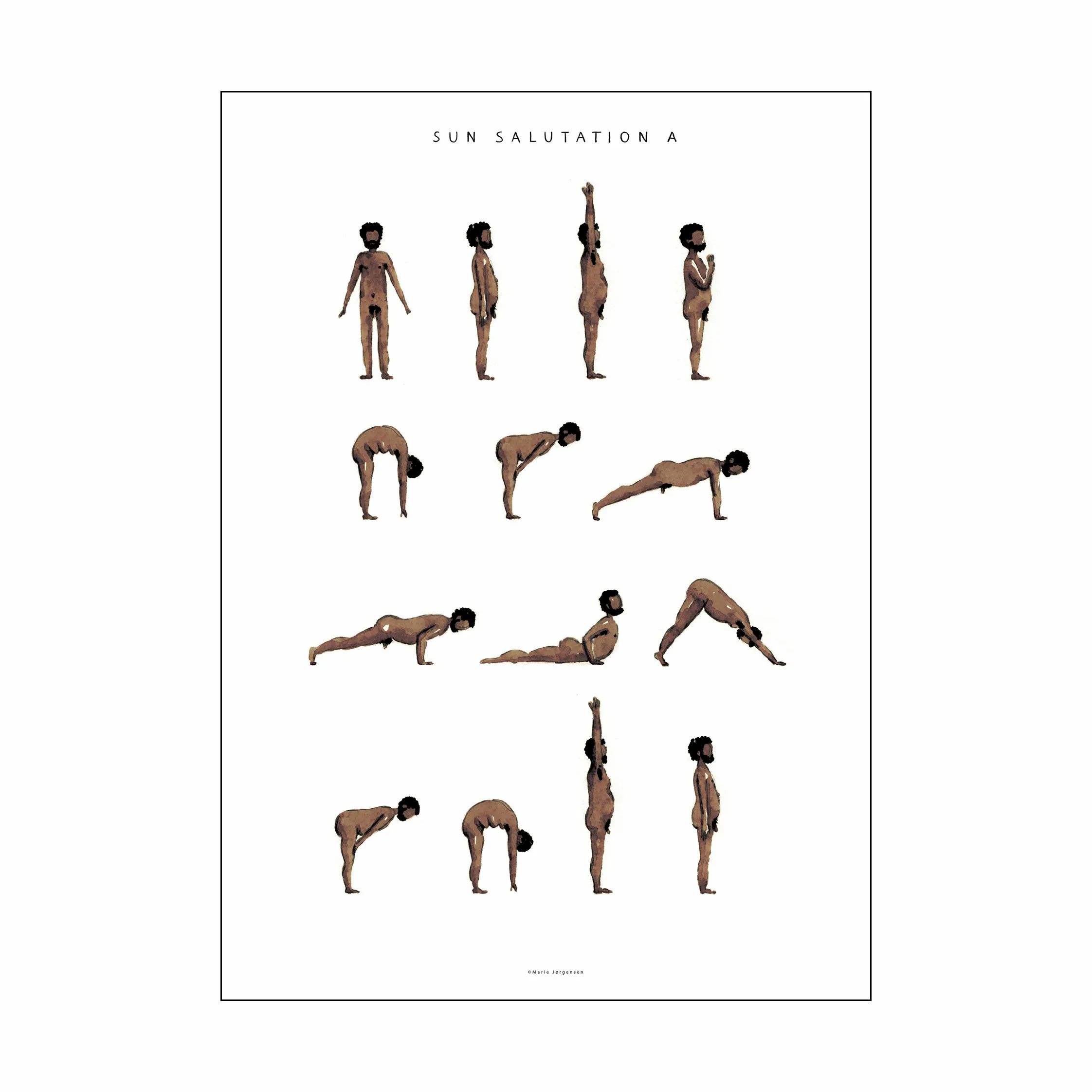 Poster&Frame Plakater plakat - Sun salutation a man i Brun, B50 x L70 cm, 1
