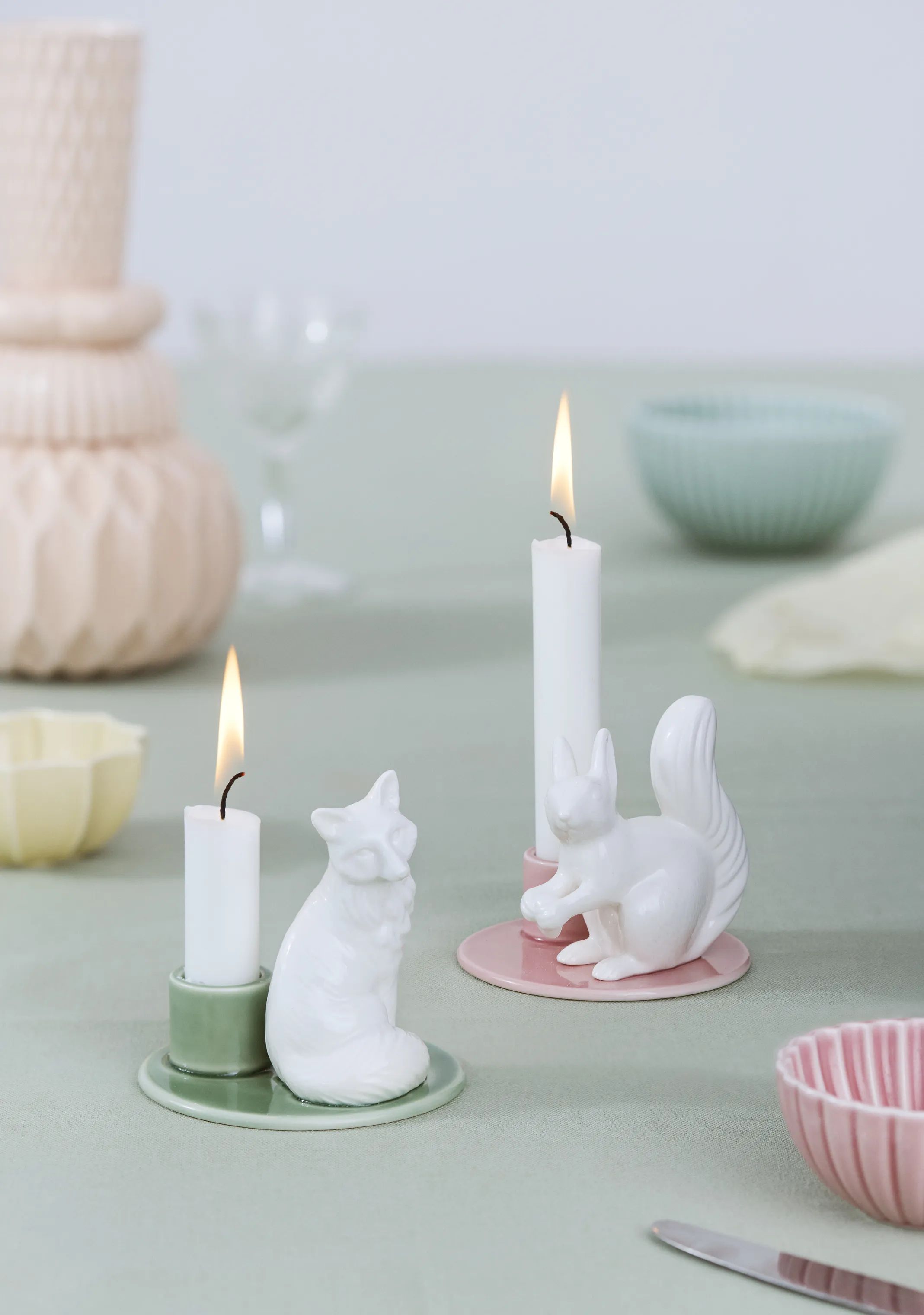 Dottir Kronelysestage Sweet Stories Ræv Lysestage i White/Spruce, 2