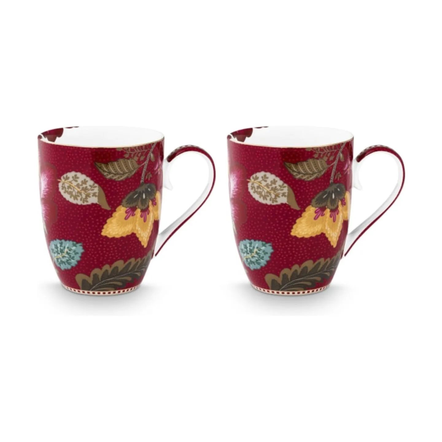 PIP Studio Krus og kopper med hank Blooming Tales Krus - 2 stk. i Rød, 365 ml, 1