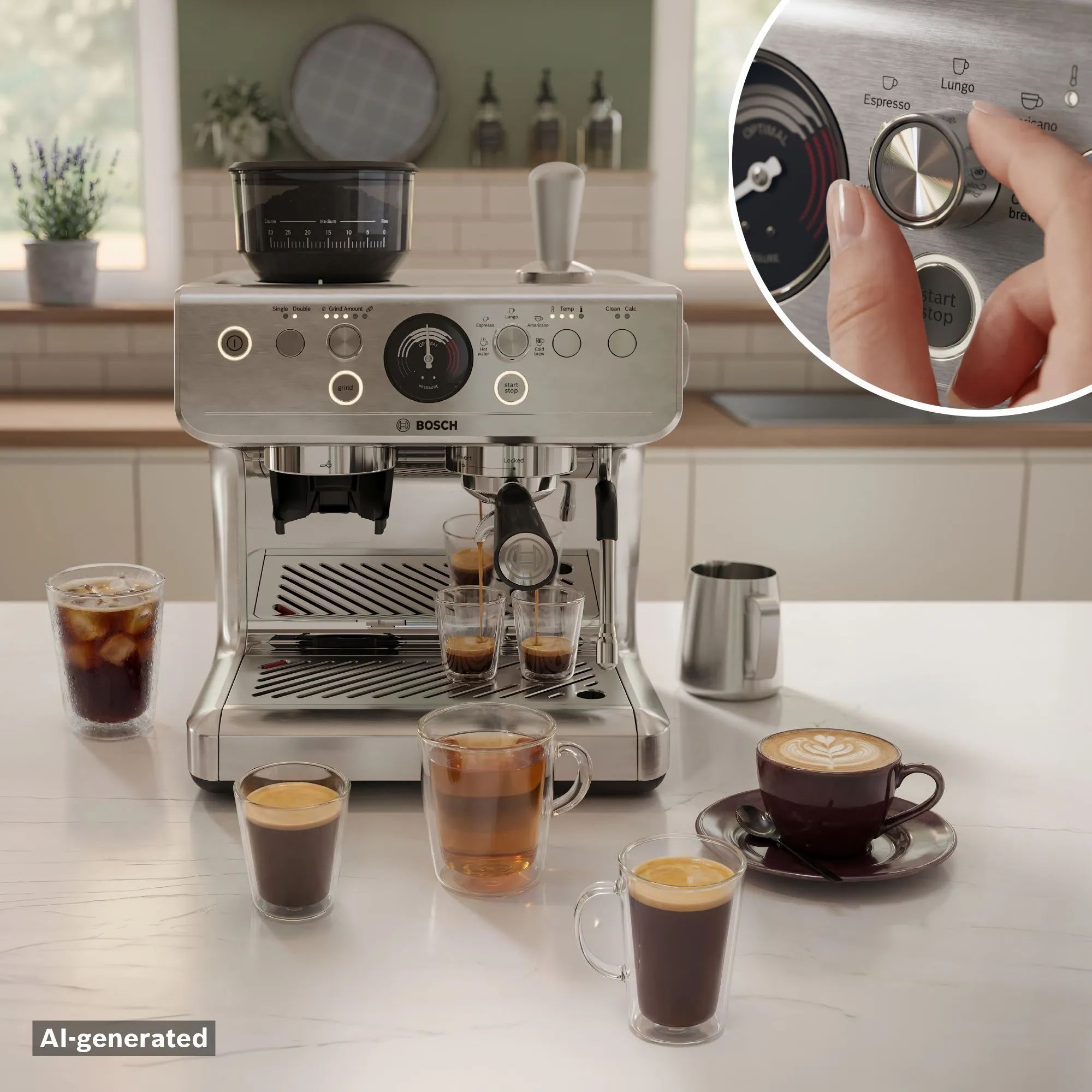 Bosch Espressomaskiner Serie 4 Semi Automatic Espressomaskine i Stål, 4