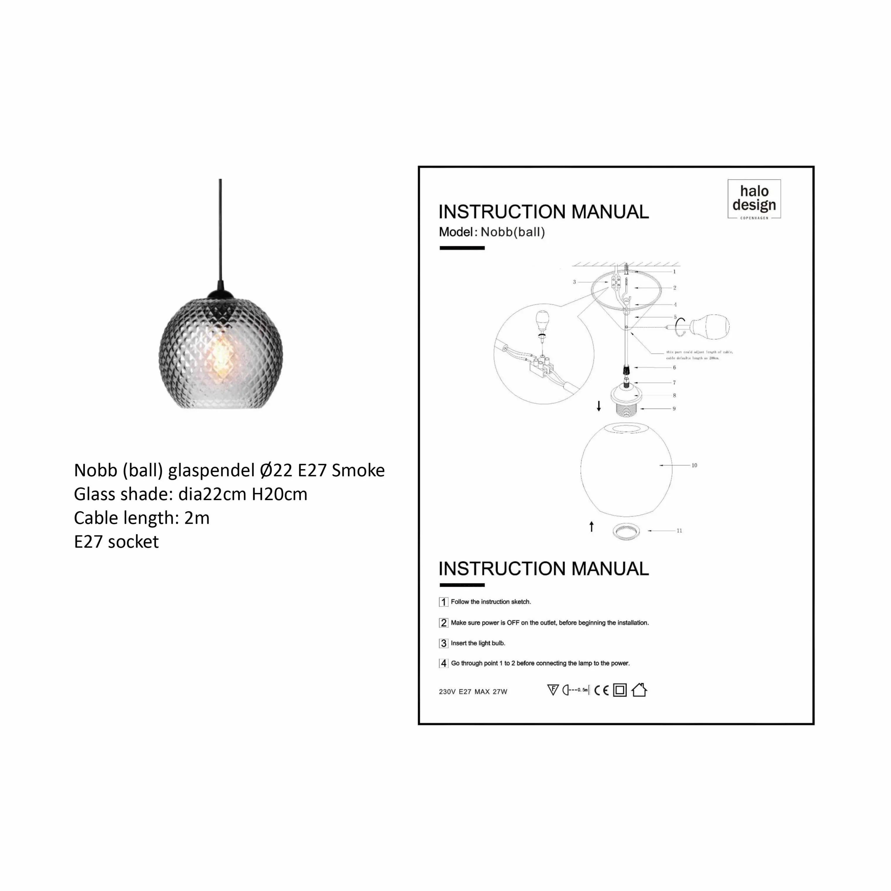 Halo Design Pendler Nobb Pendel i smoke, 22 cm, 4