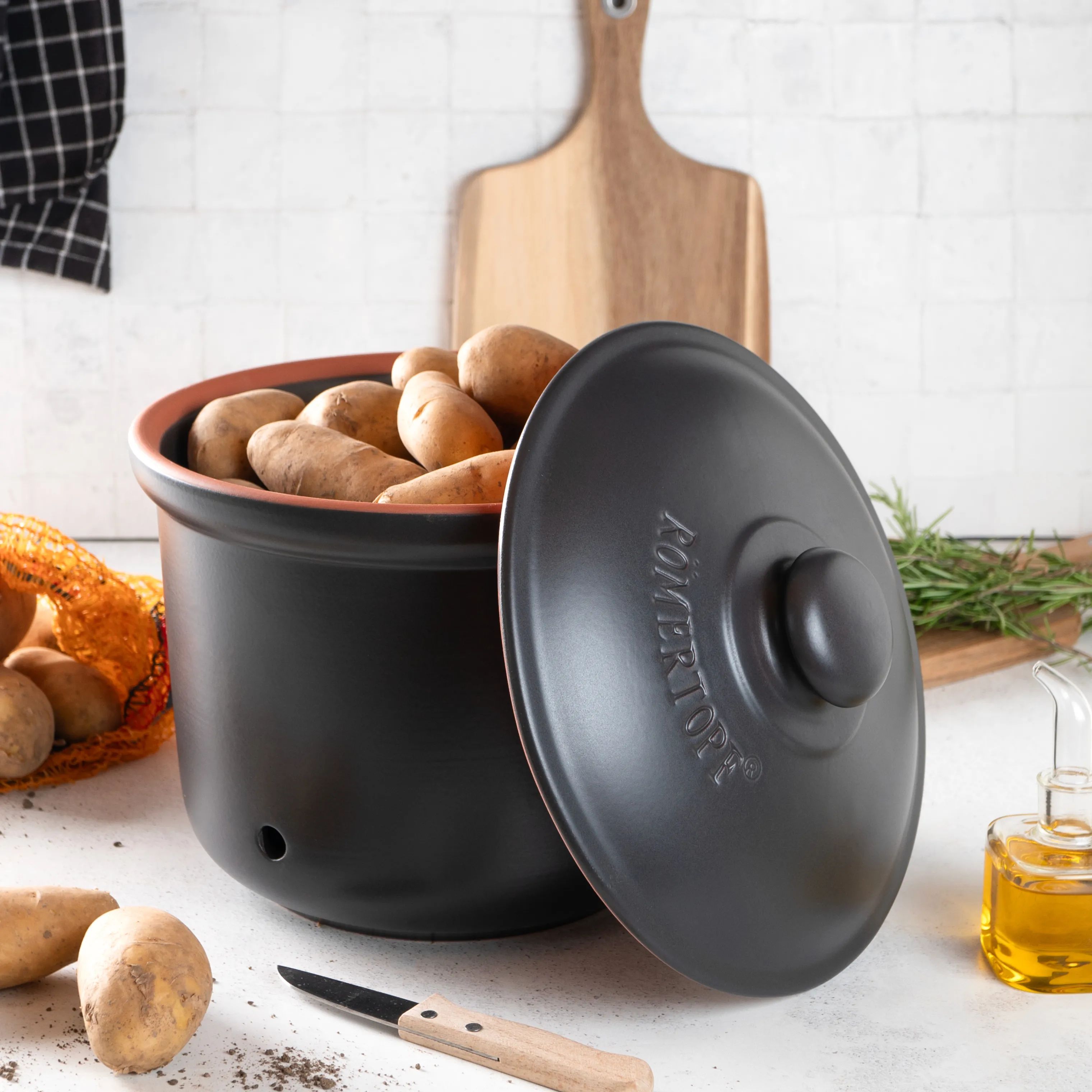 Römertopf Krukker med låg Opbevaringskrukke - Maxi Plus i Maxi sort, 5,5 L, 2