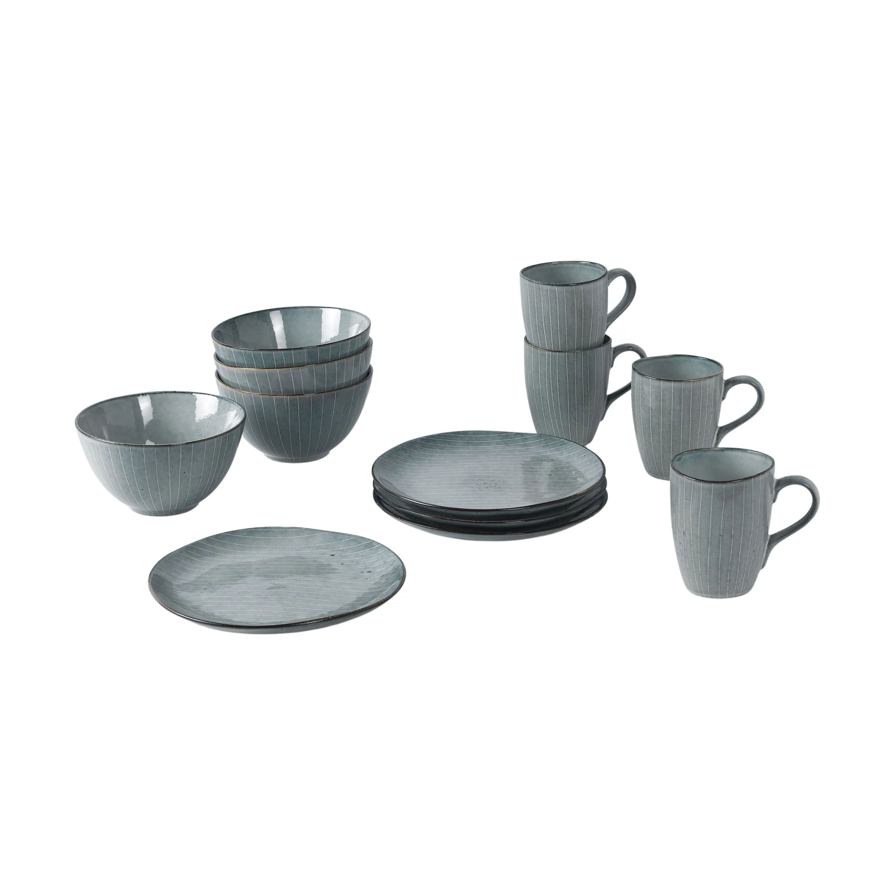 Broste Copenhagen Frokosttallerkener Nordic Sea Morgenmadssæt - 12 dele i Soft Blue, 3