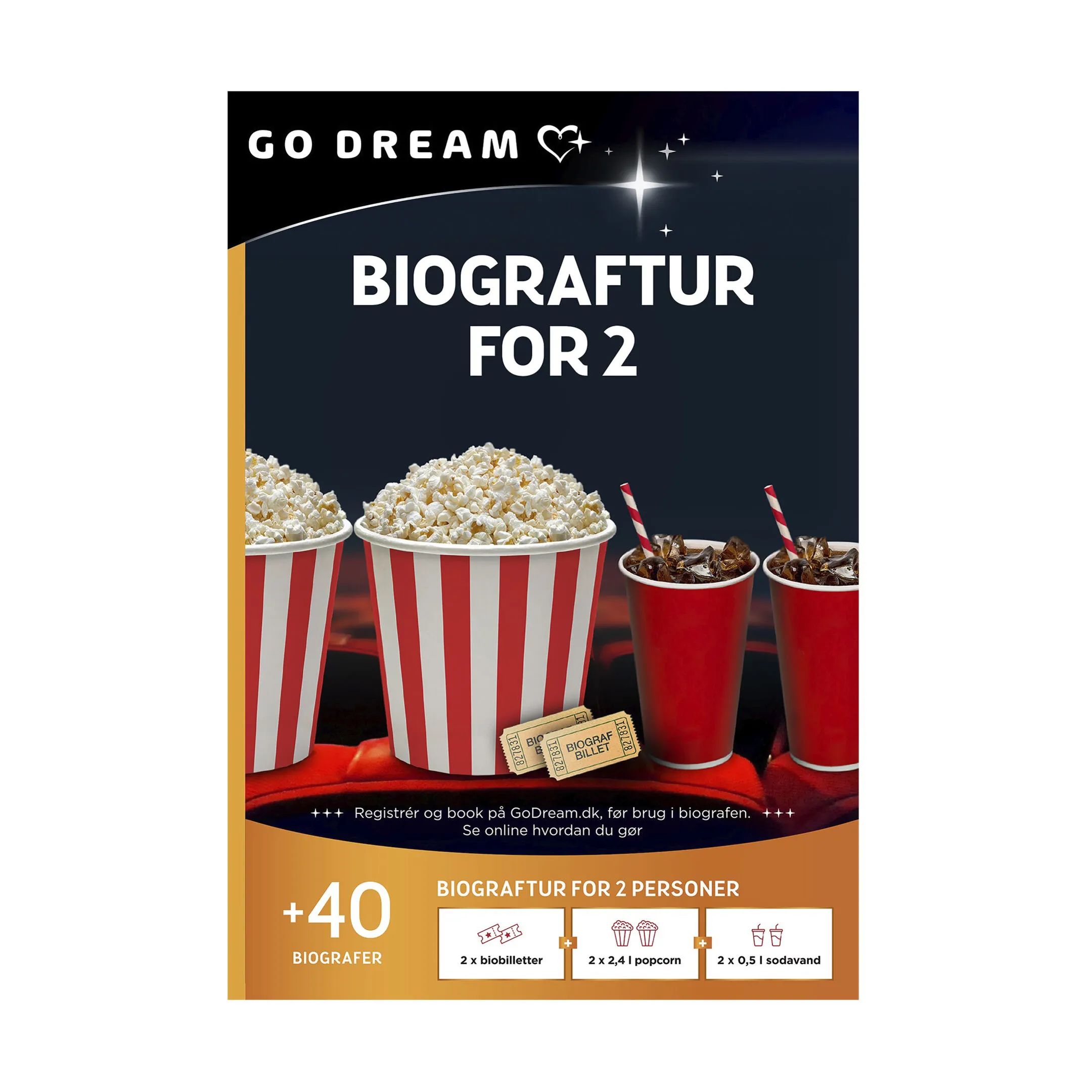 GO DREAM Oplevelsesgavekort Gavekort - Biograftur i Biograftur til 2 personer, 1