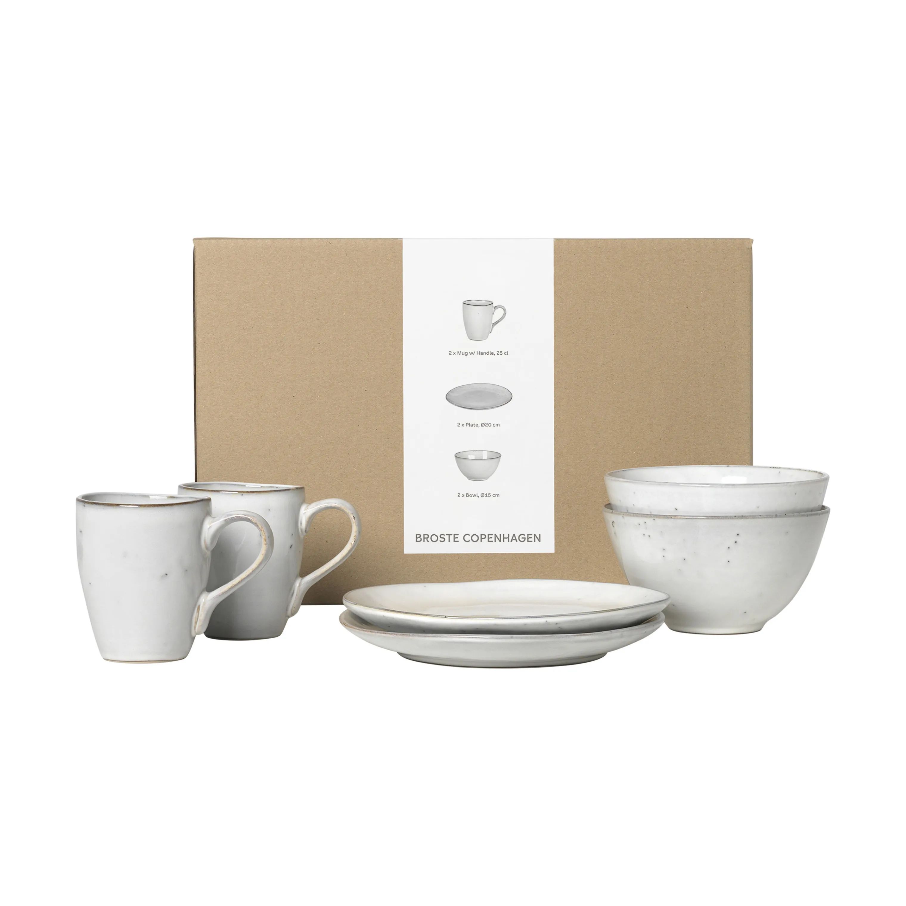 Broste Copenhagen Frokosttallerkener Nordic Sand Morgenmadssæt - 6 dele i 6 stk., 1