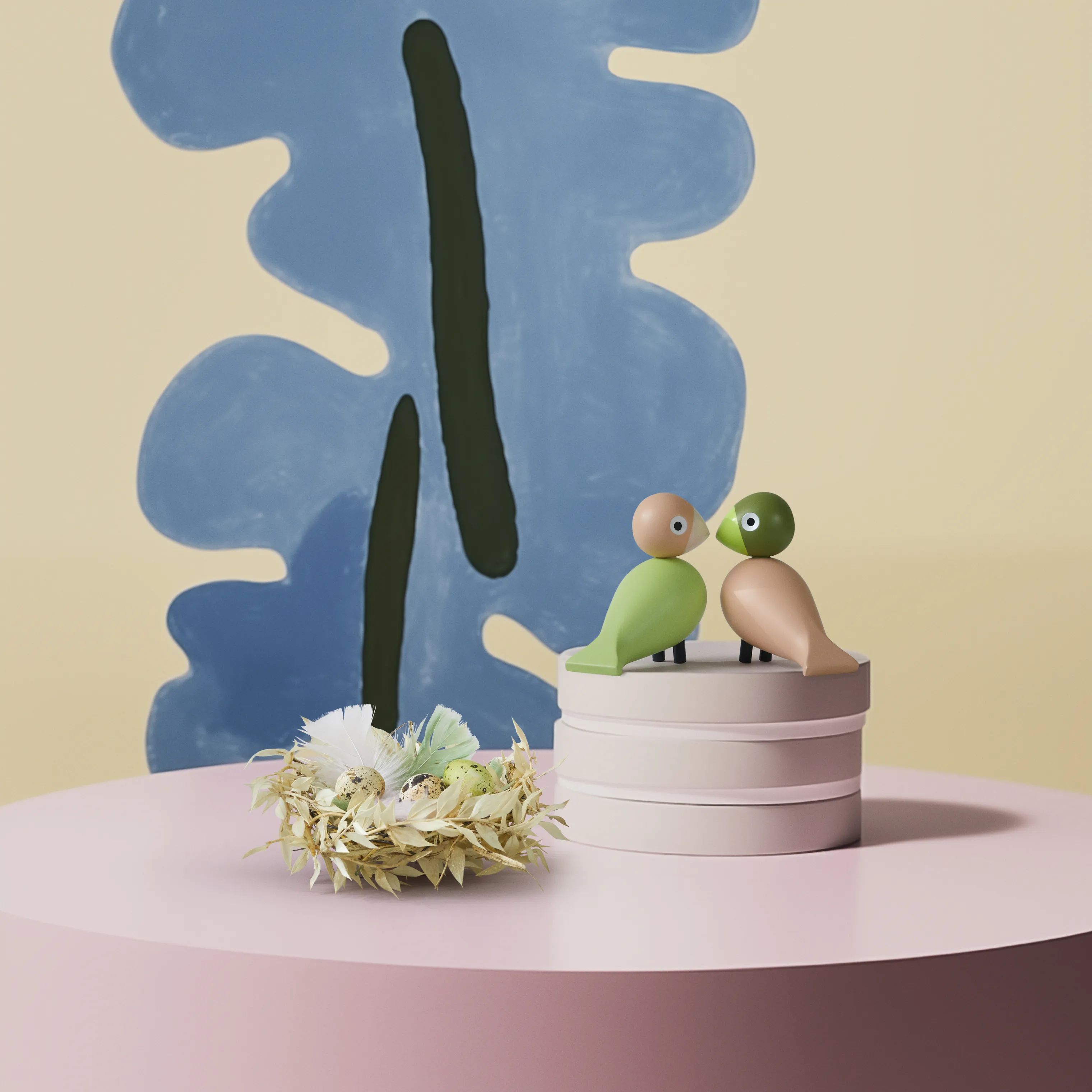 Kay Bojesen Dyrefigurer Turtelduer i Lys grøn/Rosa, 2