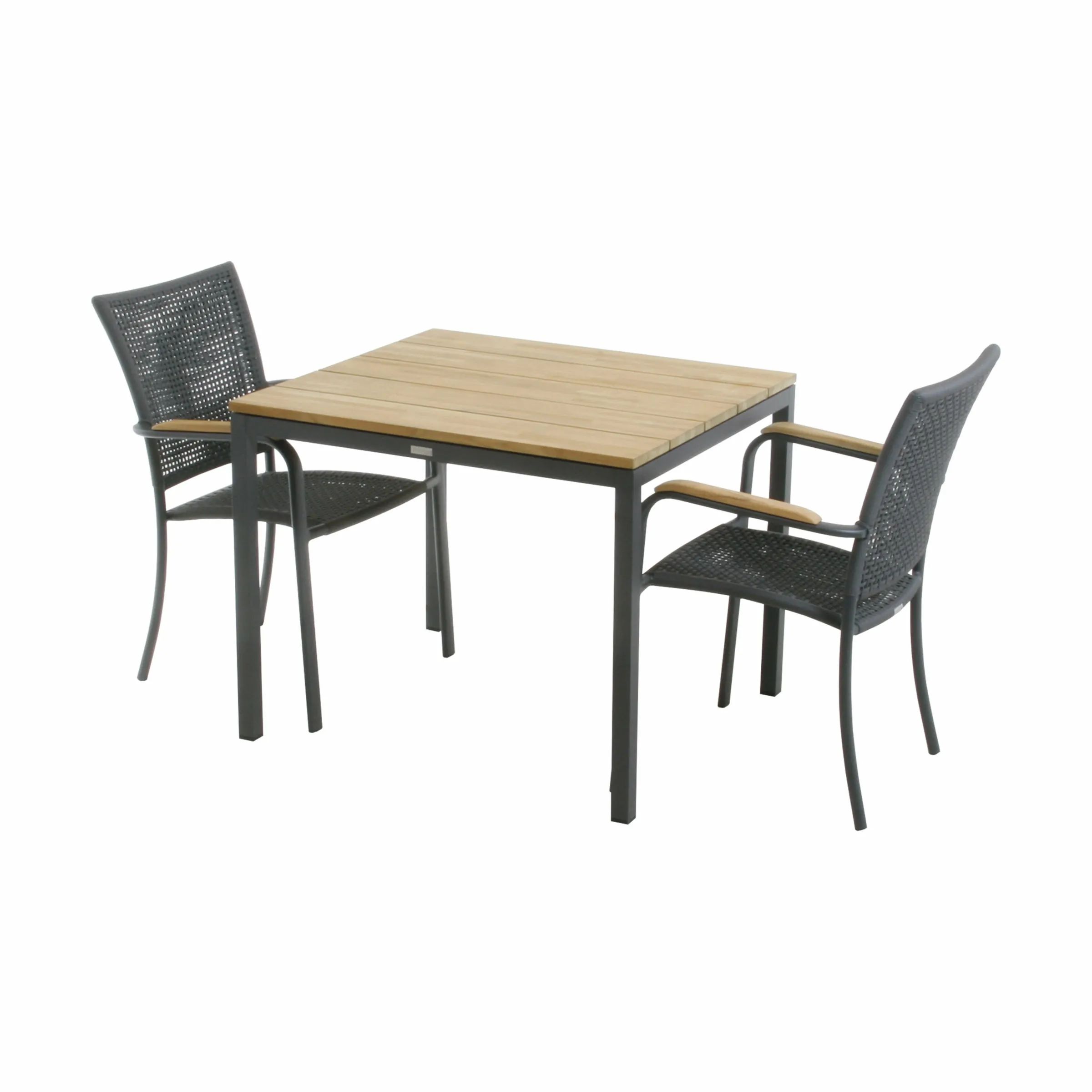 Mandalay Havemøbelsæt Toscana & Ravello Havemøbelsæt - 3 dele i Antracit, Bord (L 82 cm) med 2 stole, 1