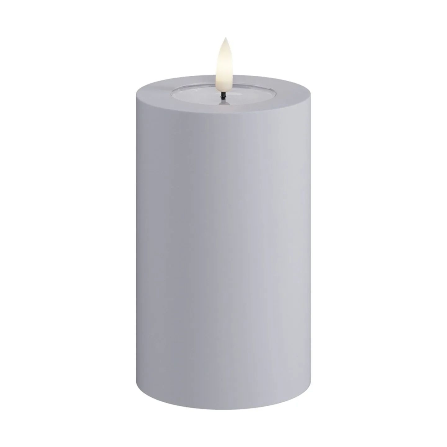 Deluxe Homeart LED-lys Real Flame LED Udendørs Bloklys i Støvet Blå, H12,5 x Ø7,5 cm, 1