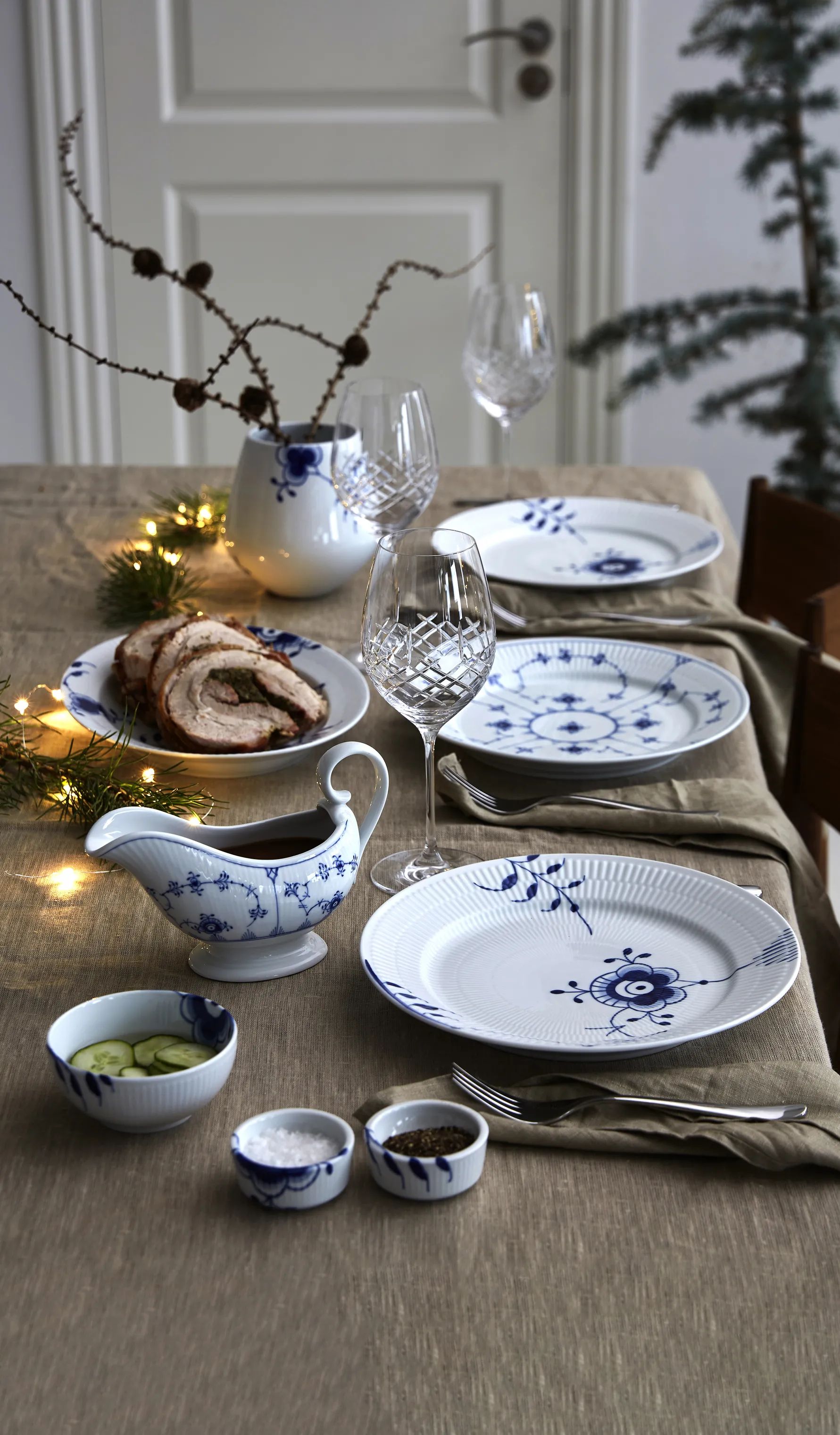 Royal Copenhagen Serveringsfade Blå Mega Riflet Fad i 30,5 cm, 3