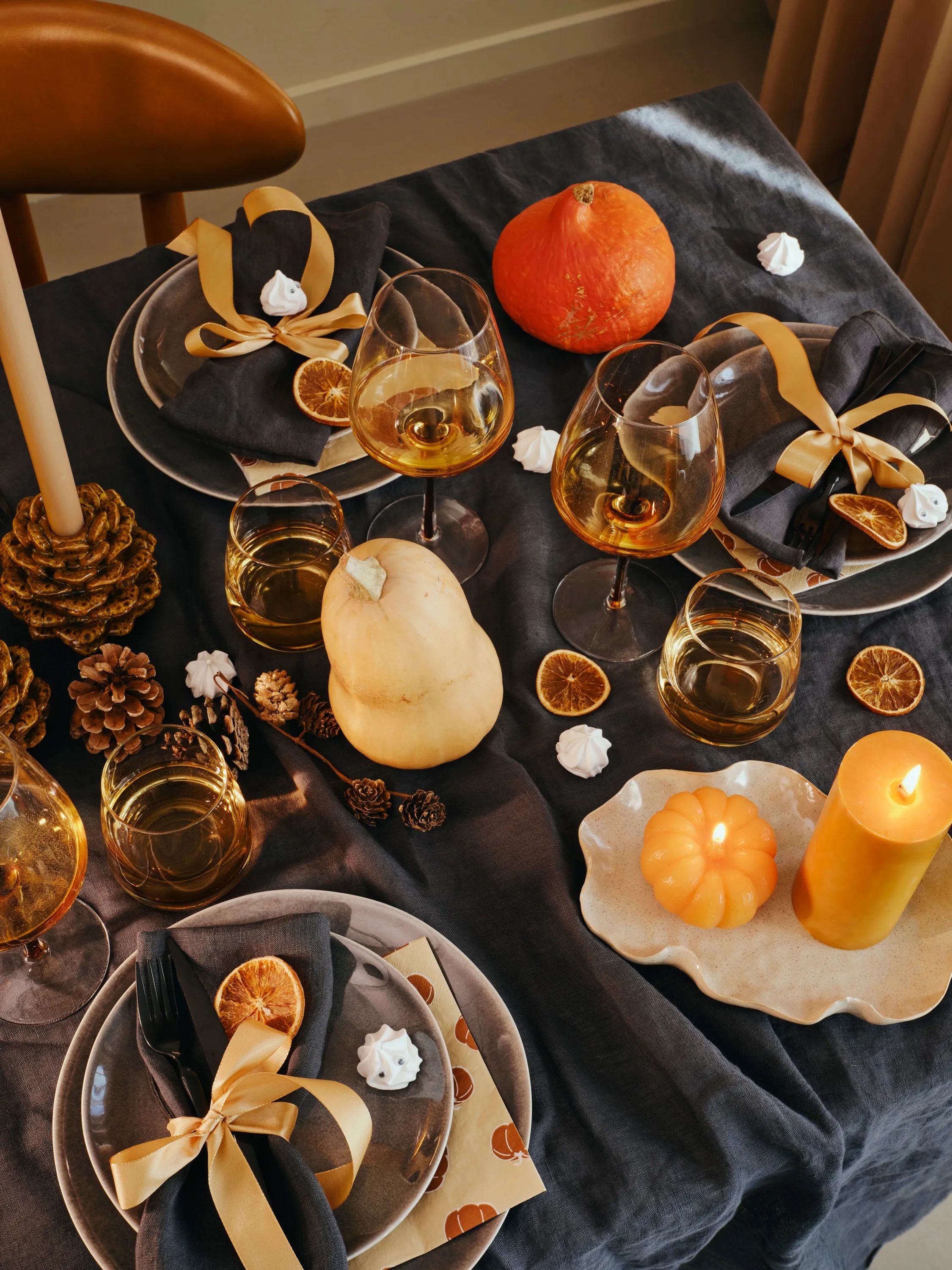 Broste Copenhagen Bloklys Pumpkin Figurlys i Orange, 2