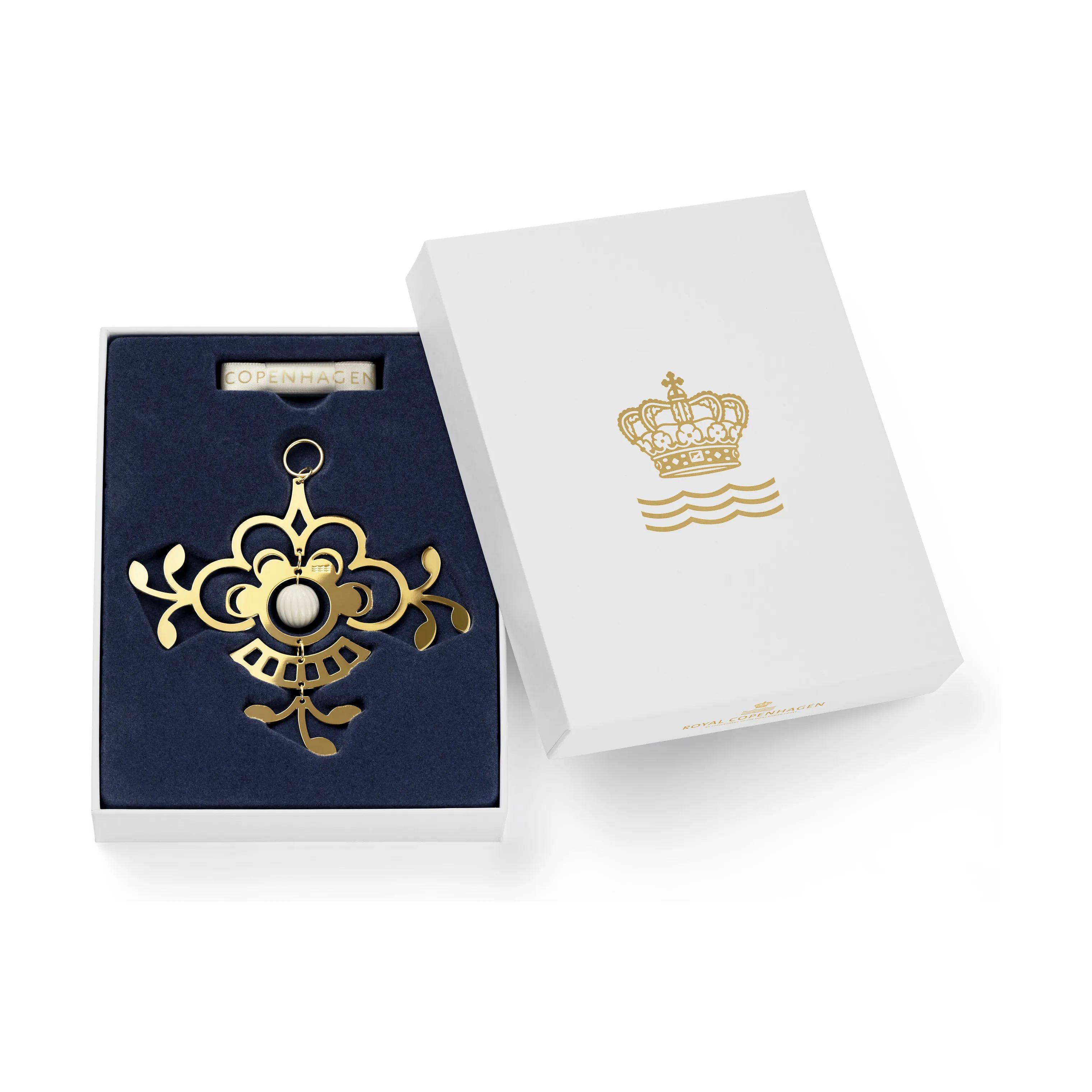 Royal Copenhagen Juleophæng Juleornament - Blomst i Guldfarvet, 2