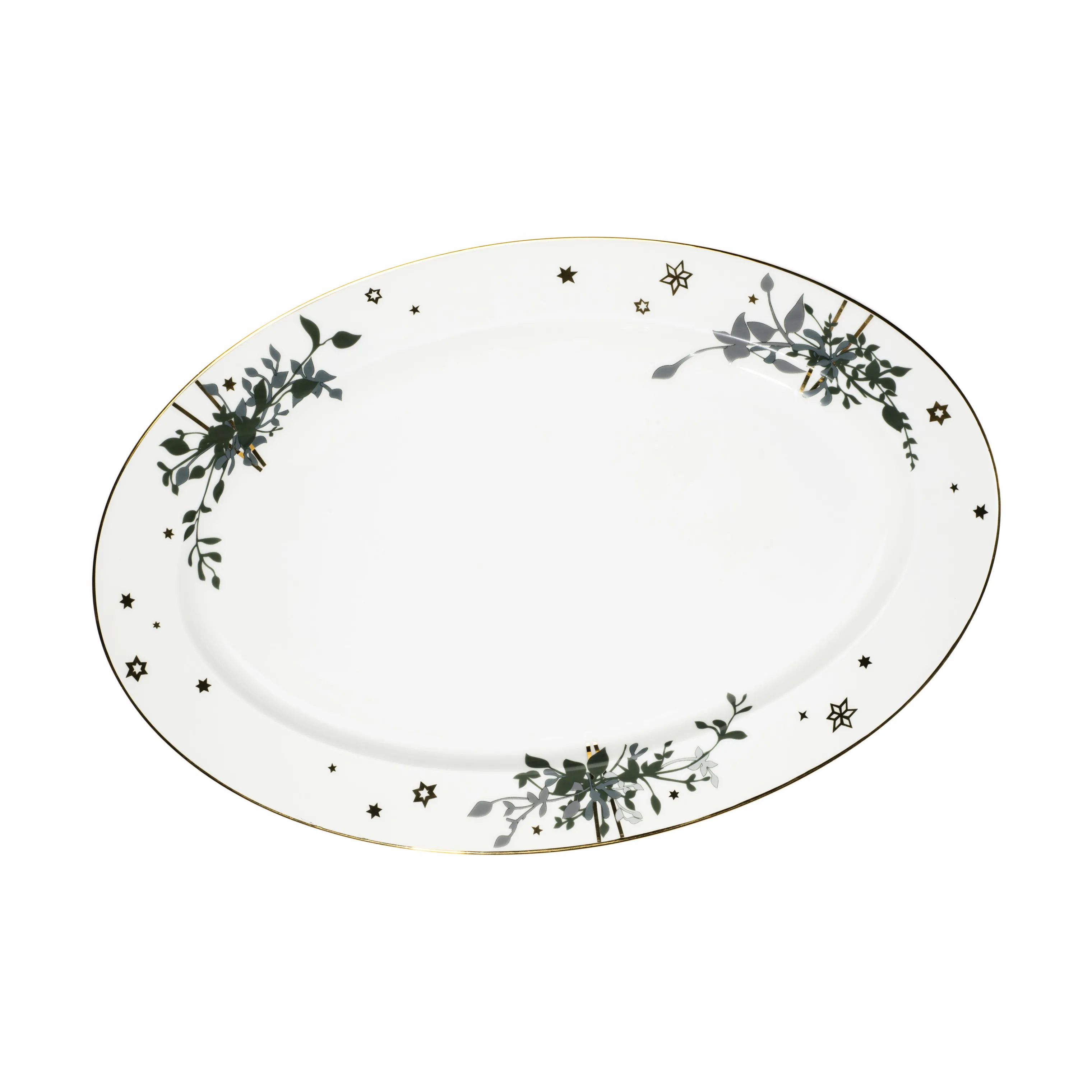 Jette Frölich Design Serveringsfade Vinterstjerner Serveringsfad i Grøn/guld, 42 cm, 1