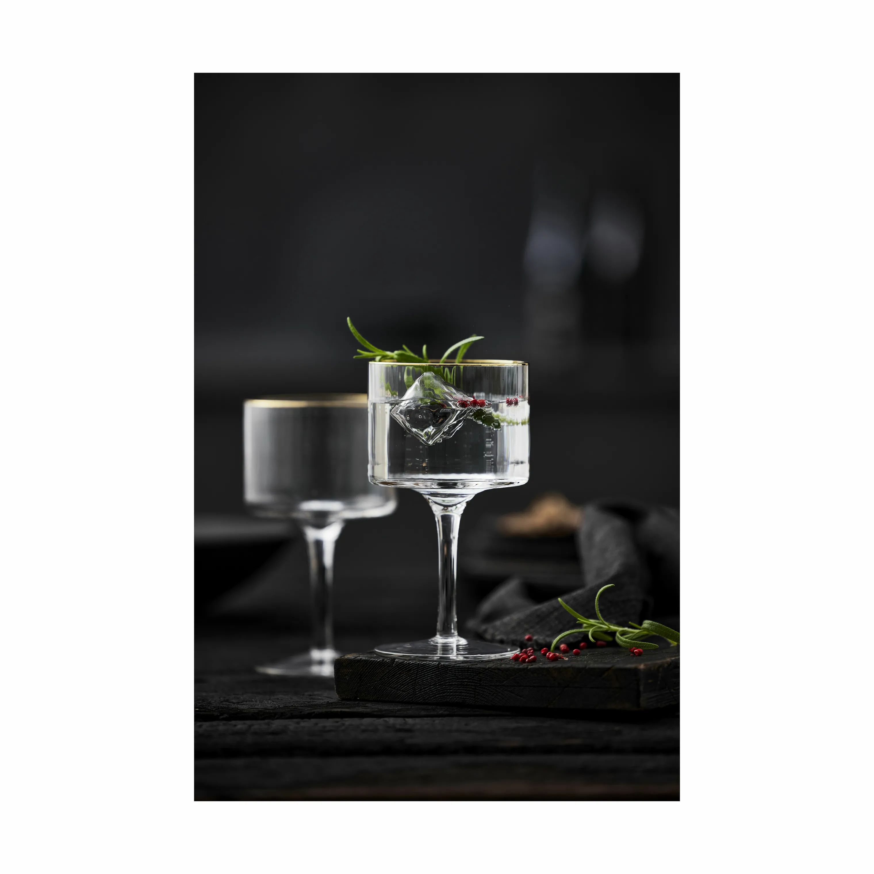 Lyngby Glas Ginglas Palermo Gin & Tonic Glas - 4 stk. i Klar m. guldkant, 32 cl, 2