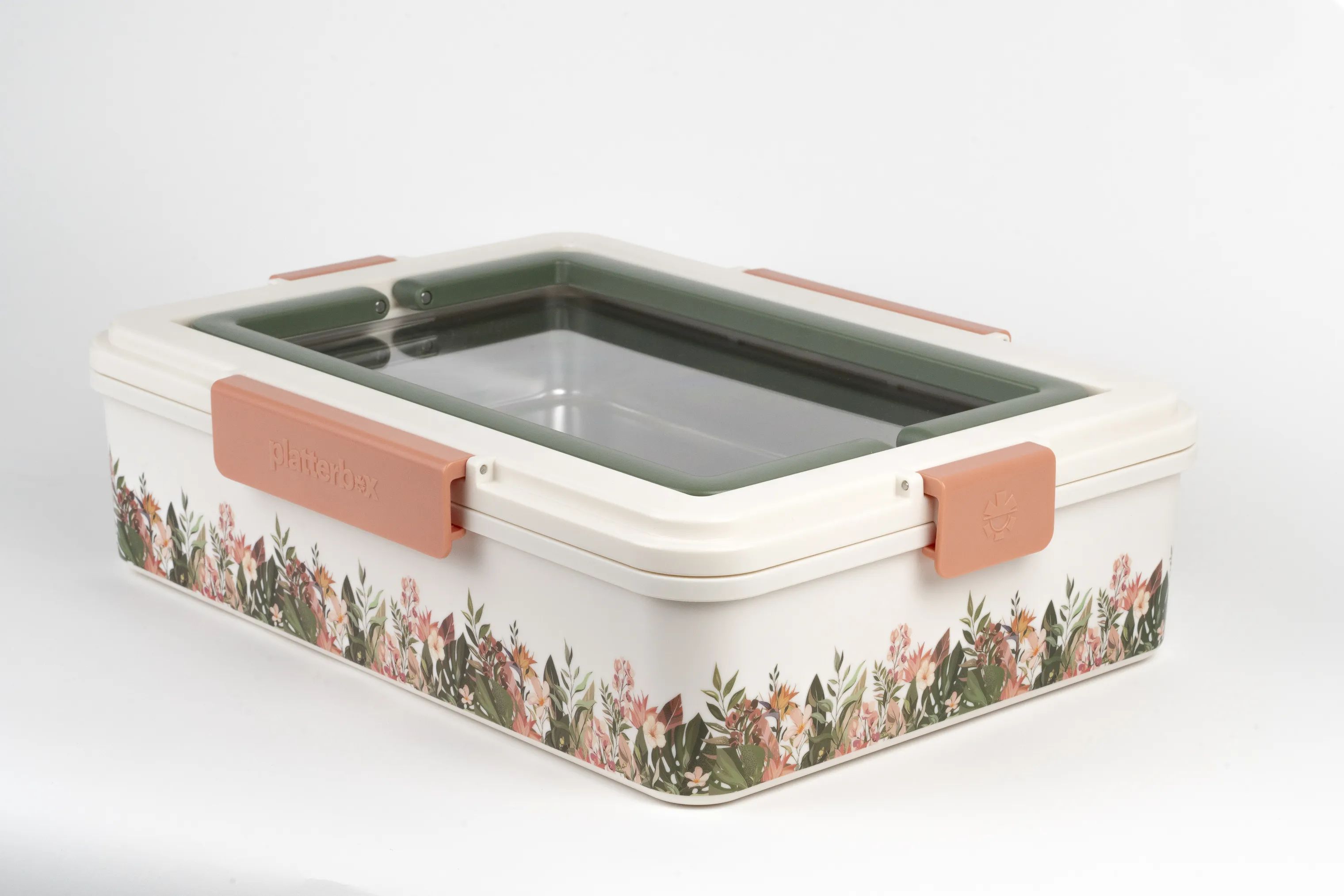Platterbox Opbevaringsbokse Snack Box i Hvid/blomster, 5