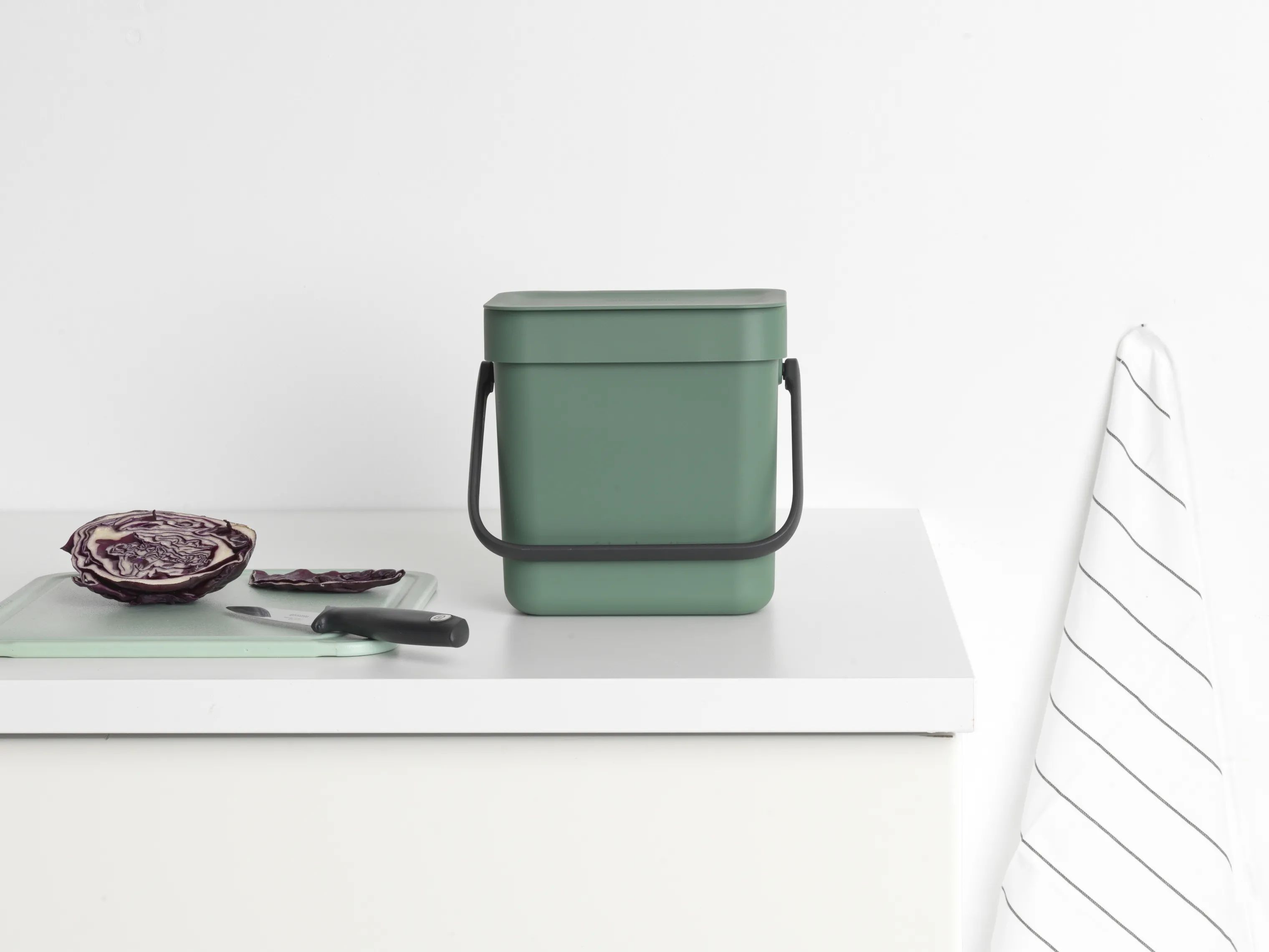 Brabantia Spande uden pedal Sort & Go Affaldsspand i Grøn, 3 L, 2