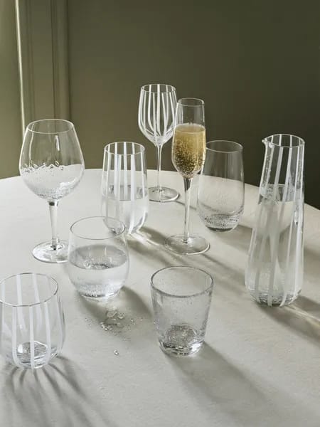 Broste Copenhagen Rødvinsglas Stripe Rødvinsglas i Hvid/klar, 4