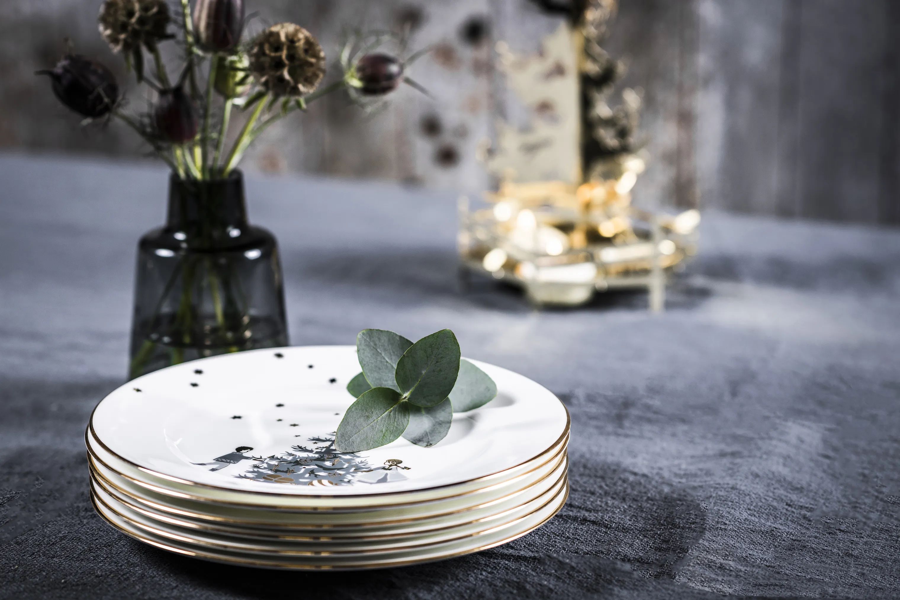 Jette Frölich Design Frokosttallerkener Design Tallerken Vinterstjerner i Hvid, 3