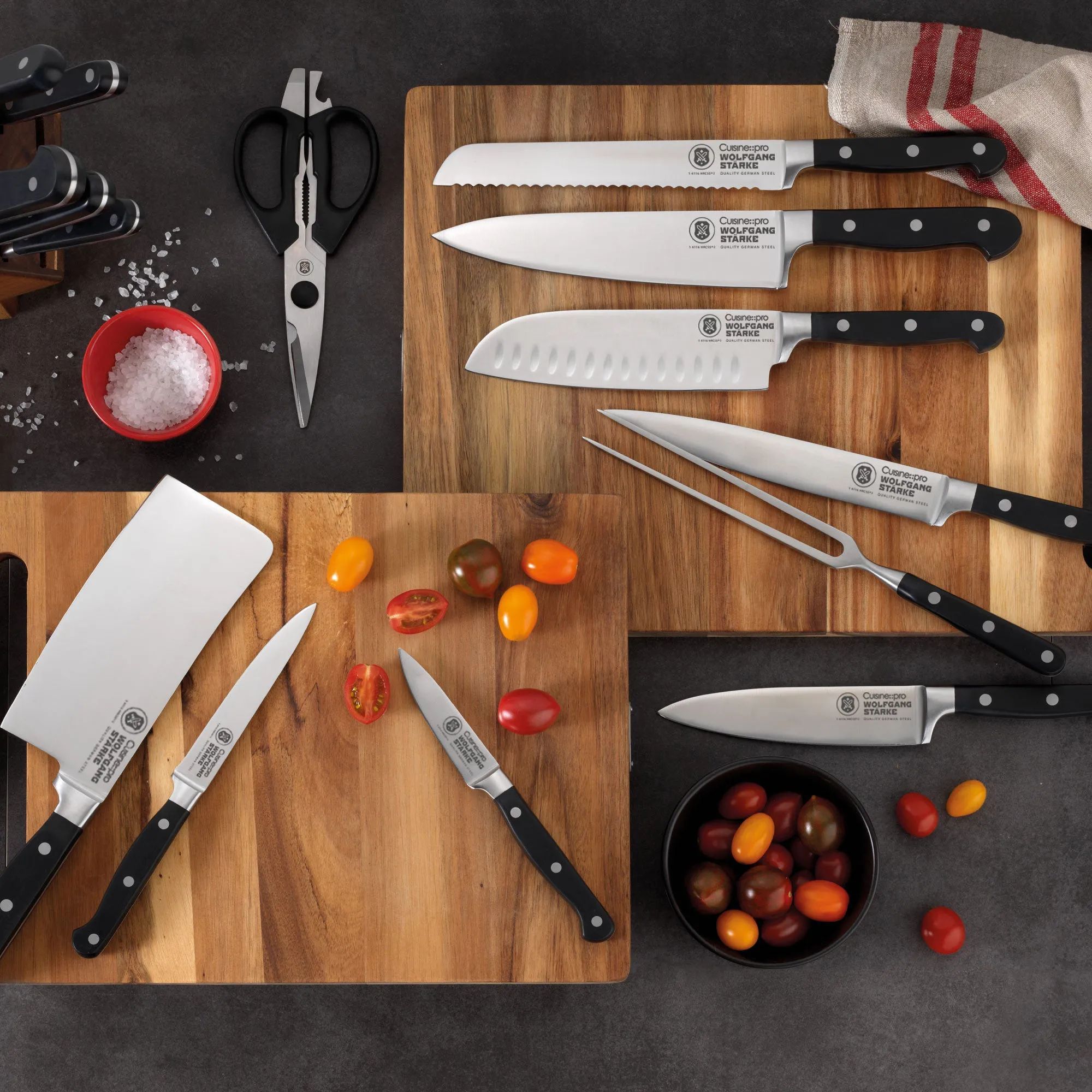 THE CUSTOM CHEF™ Knivsæt Cuisine::pro® WOLFGANG
STARKE™ Cuisine::pro WOLFGANG STARKE™ Startersæt - 3 dele i sølvfarvet/sort, 3