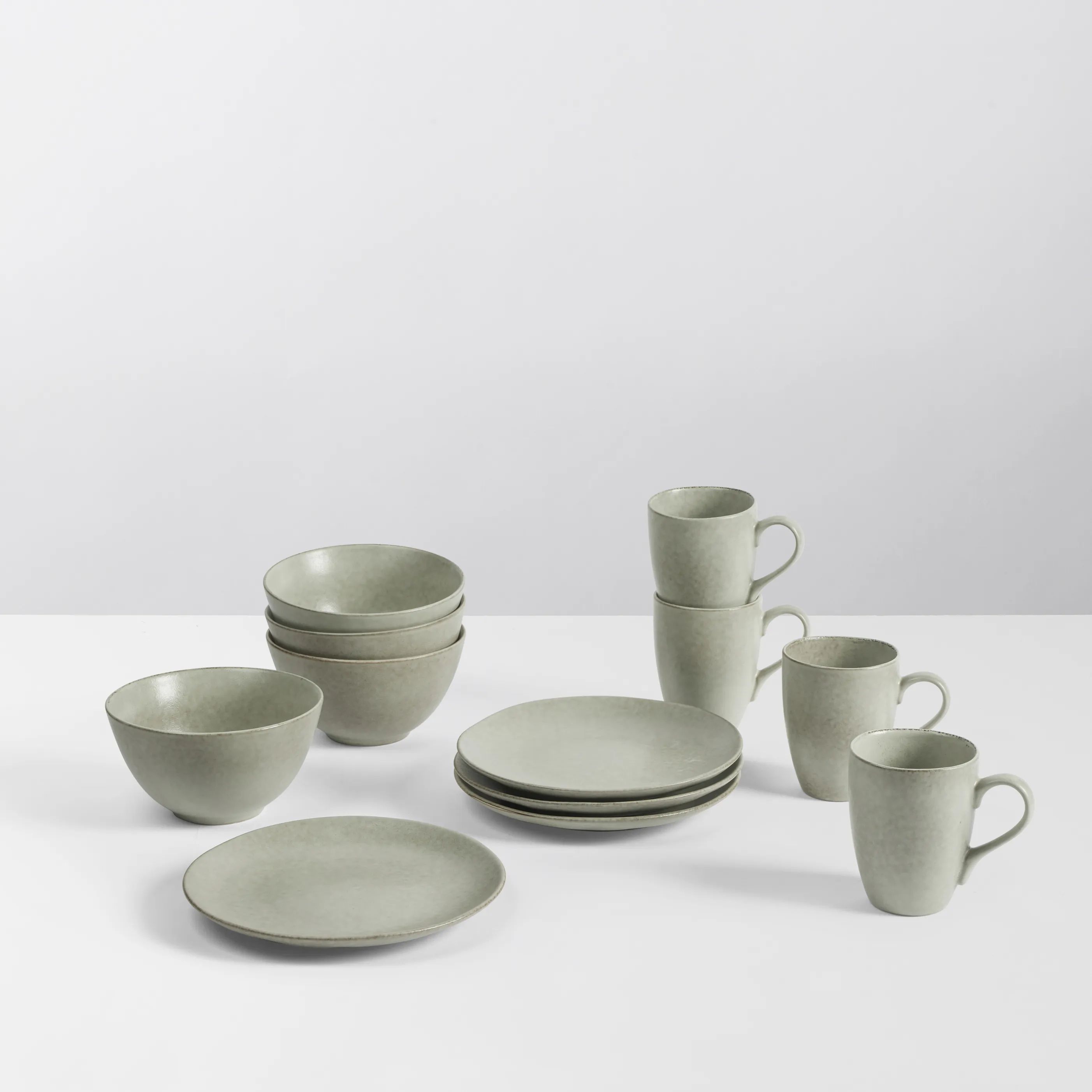 Broste Copenhagen Frokosttallerkener Nordic Marsh Morgenmadssæt - 12 dele i Light Dusty Green, 2