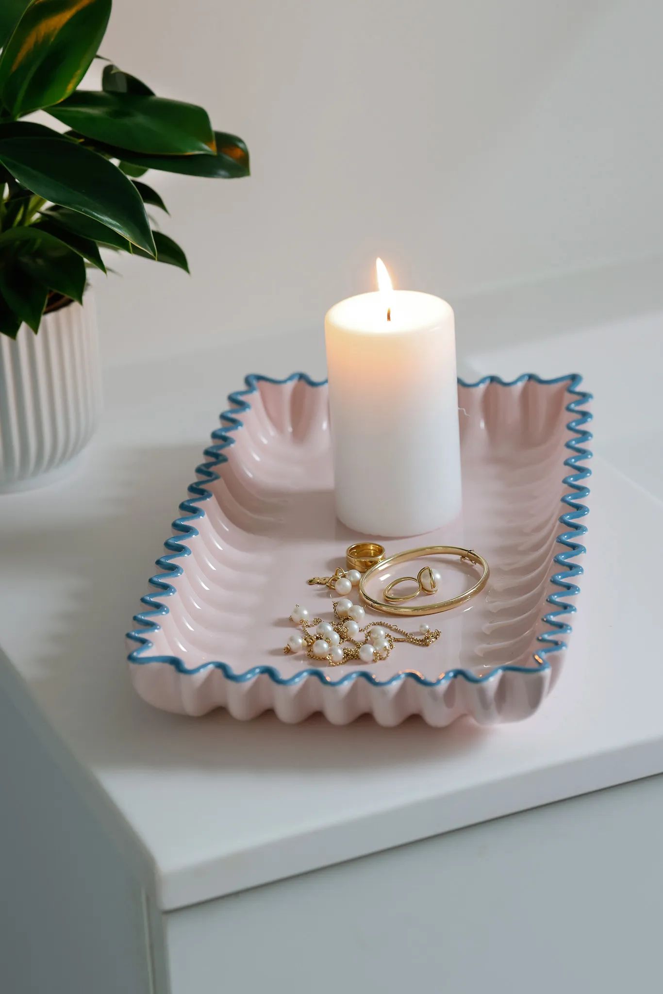 CASA Living Serveringsfade Dekorationsfad i Sart rosa/blå, 2
