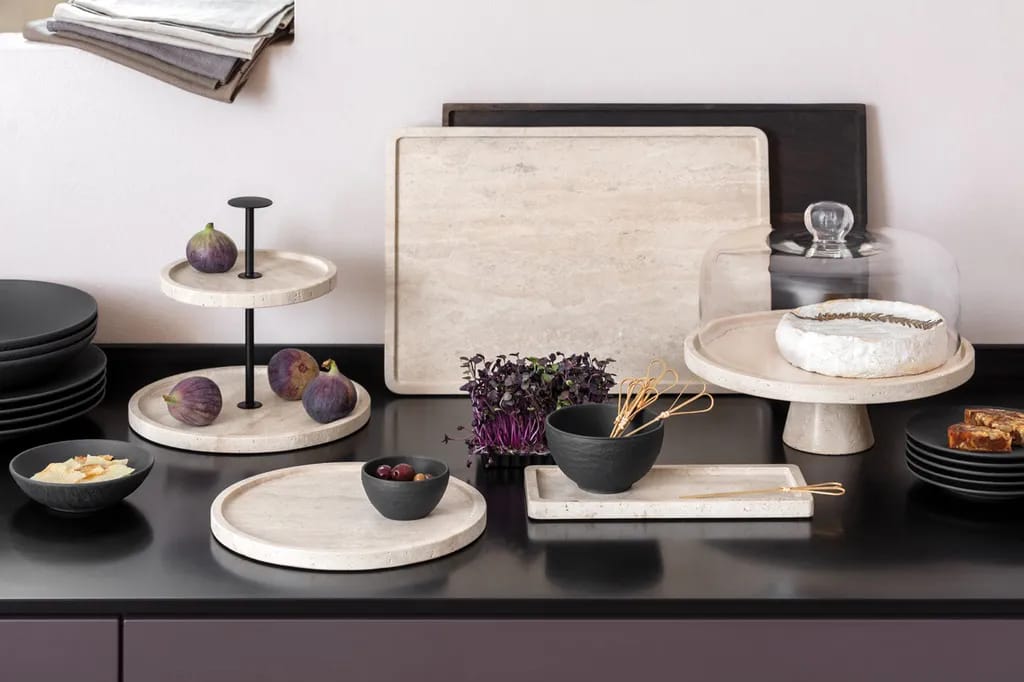 Villeroy & Boch Serveringsfade Manufacture Travertine Kagefad i Beige, 3