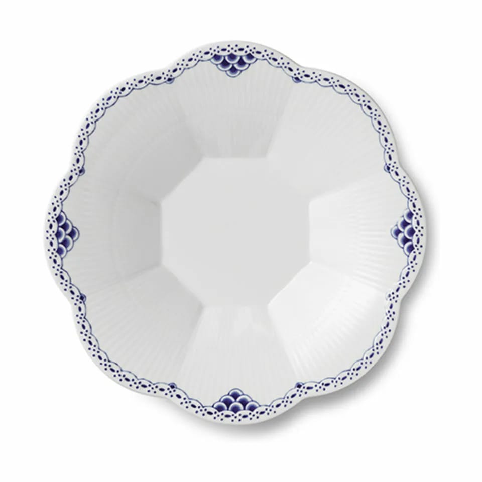 Royal Copenhagen Serveringsskåle Prinsesse Kantet Skål i Koboltblå/hvid, 25,5 cm, 1