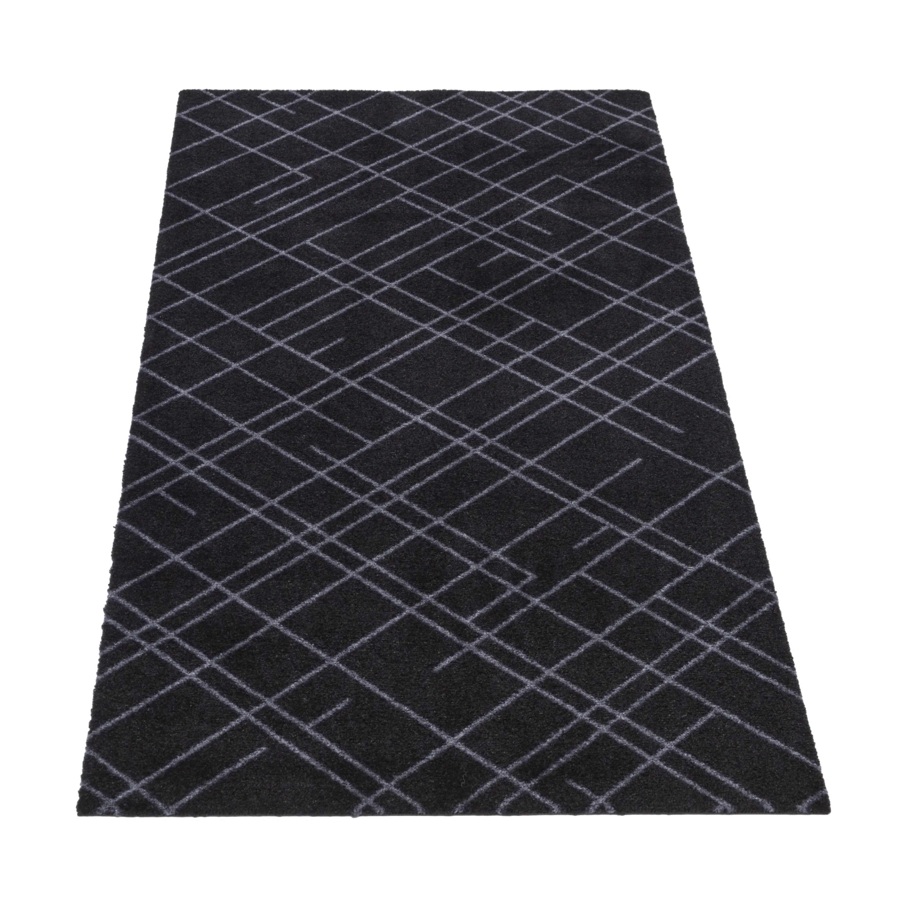 Tica Copenhagen Dørmåtter Lines Gulvmåtte i Sort/grå, B67 x L150 cm, 3