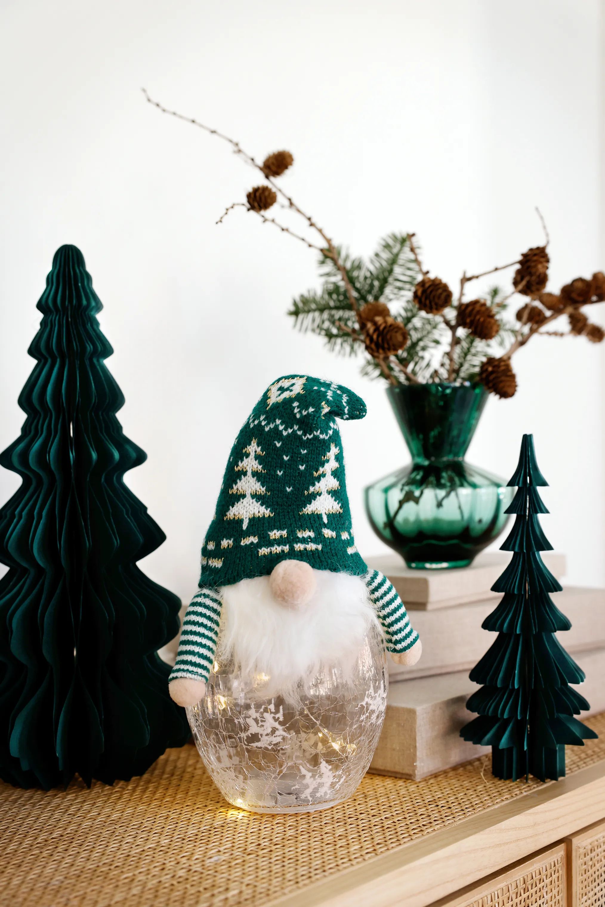 Casa Christmas Nisser Julenisse i Eucaluptus/hvid/klar, 2