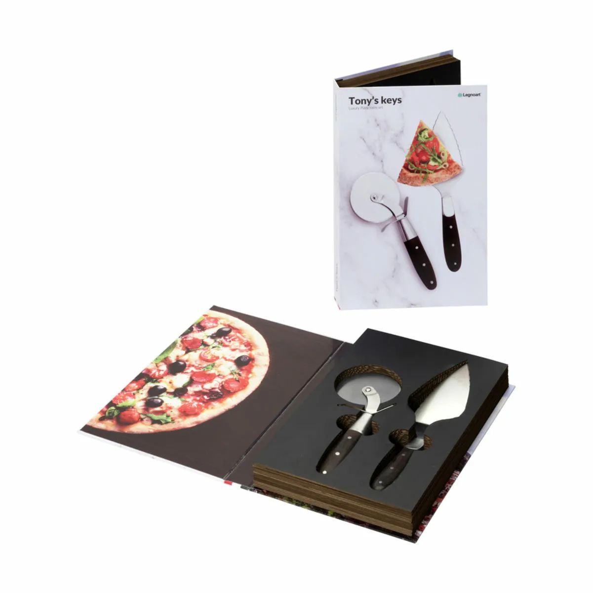 Legnoart Pizzaskærere Tony's Keys Tony's Pizza Serveringssæt i Sølv, 1
