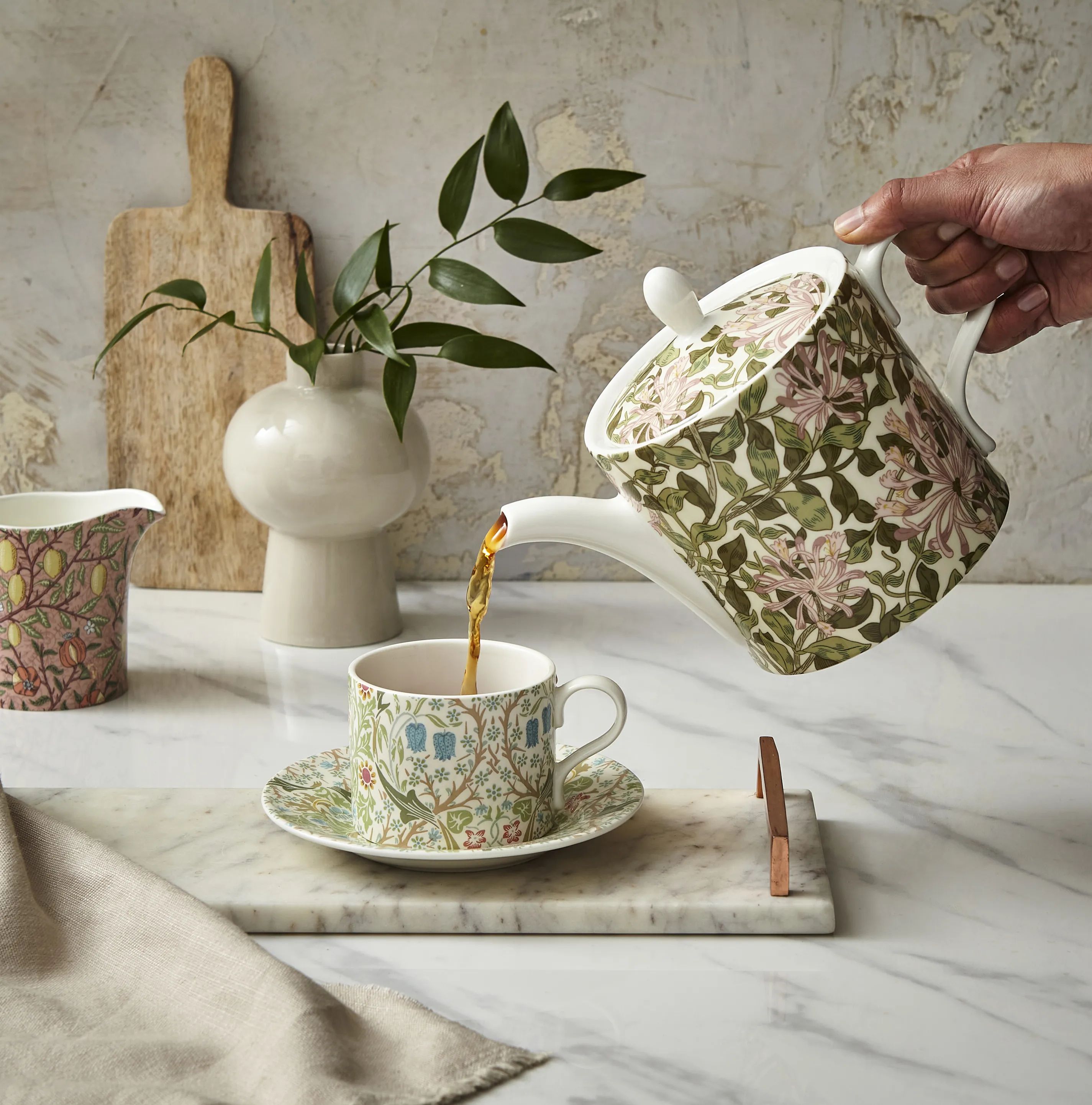 Spode Tekander Morris & Co Tekande i Lyserød/Grøn/Hvid, 3