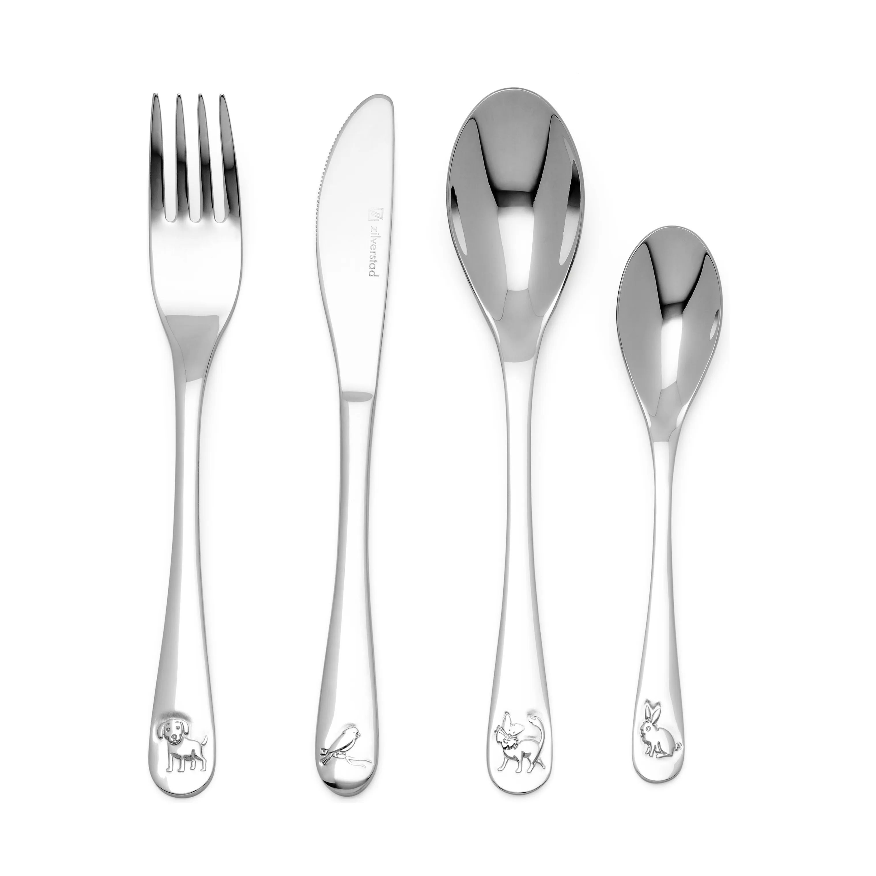 Zilverstad Børnebestik Børnebestik Dyr - 4 dele i sølv/dyr, 21,5 cm, 1