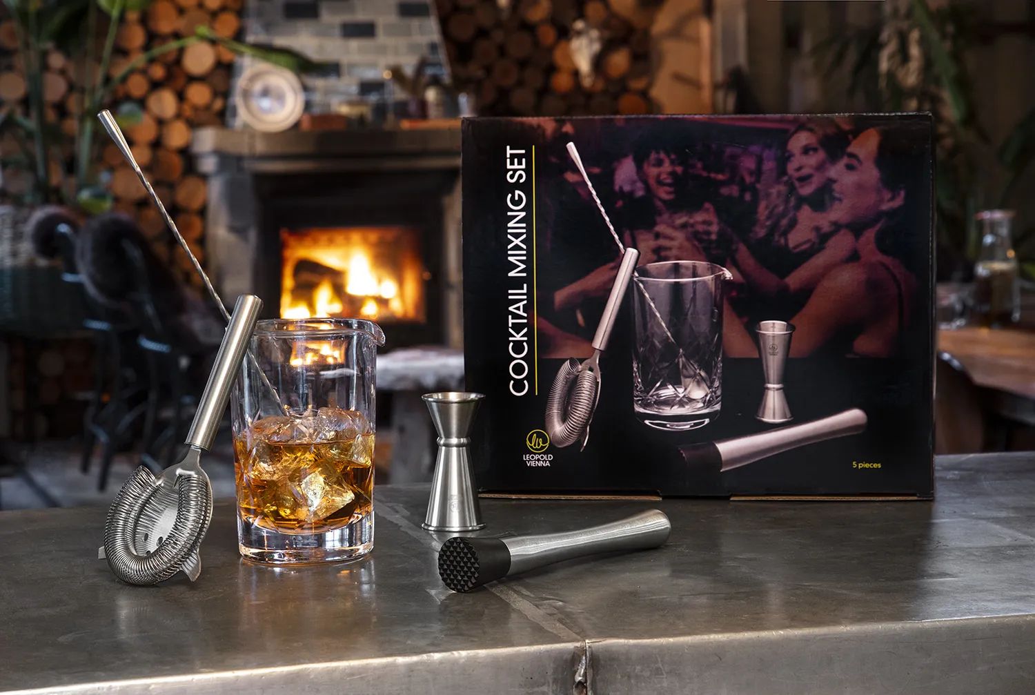 Leopold Vienna Shakere Cocktailsæt - 5 dele i Sølv, 2