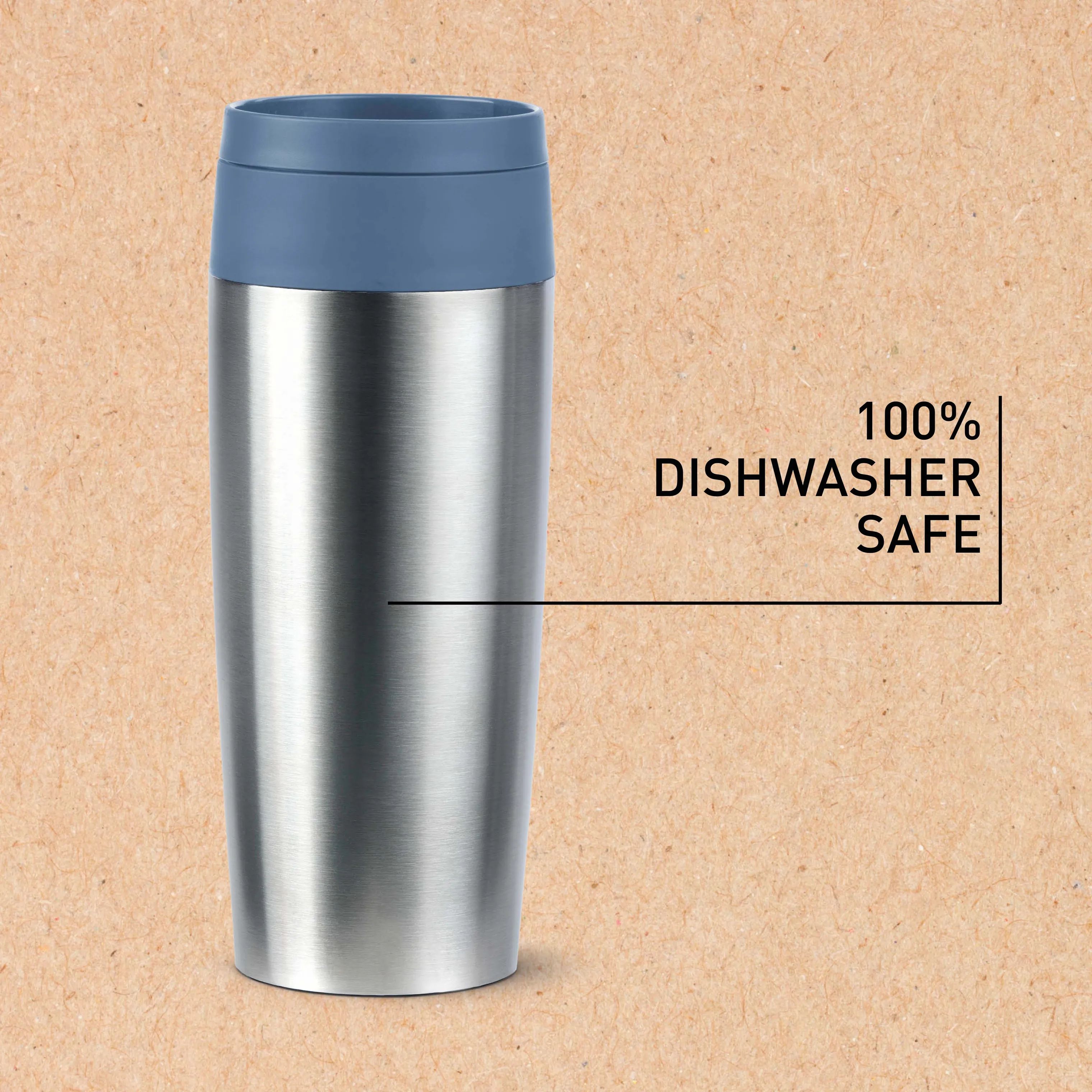 Emsa To go kopper To Go To-Go Classic Rejsekrus i Brushed stainless steel;Blue, 0.36 L, 3