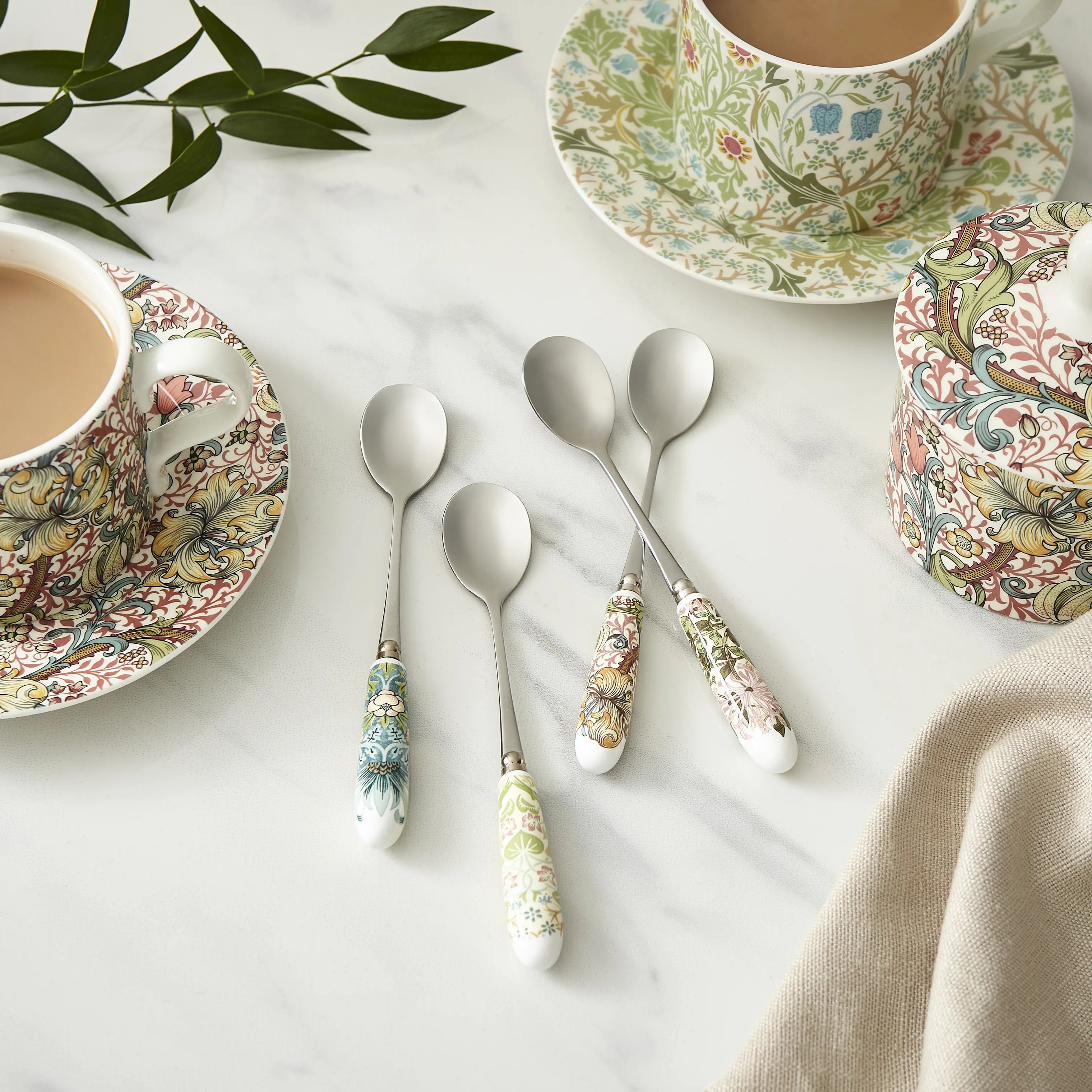 Spode Dessertskeer Morris & Co. Dessertskeer - 4 stk. i Blå/Grøn/Lyserød/Gul, 2