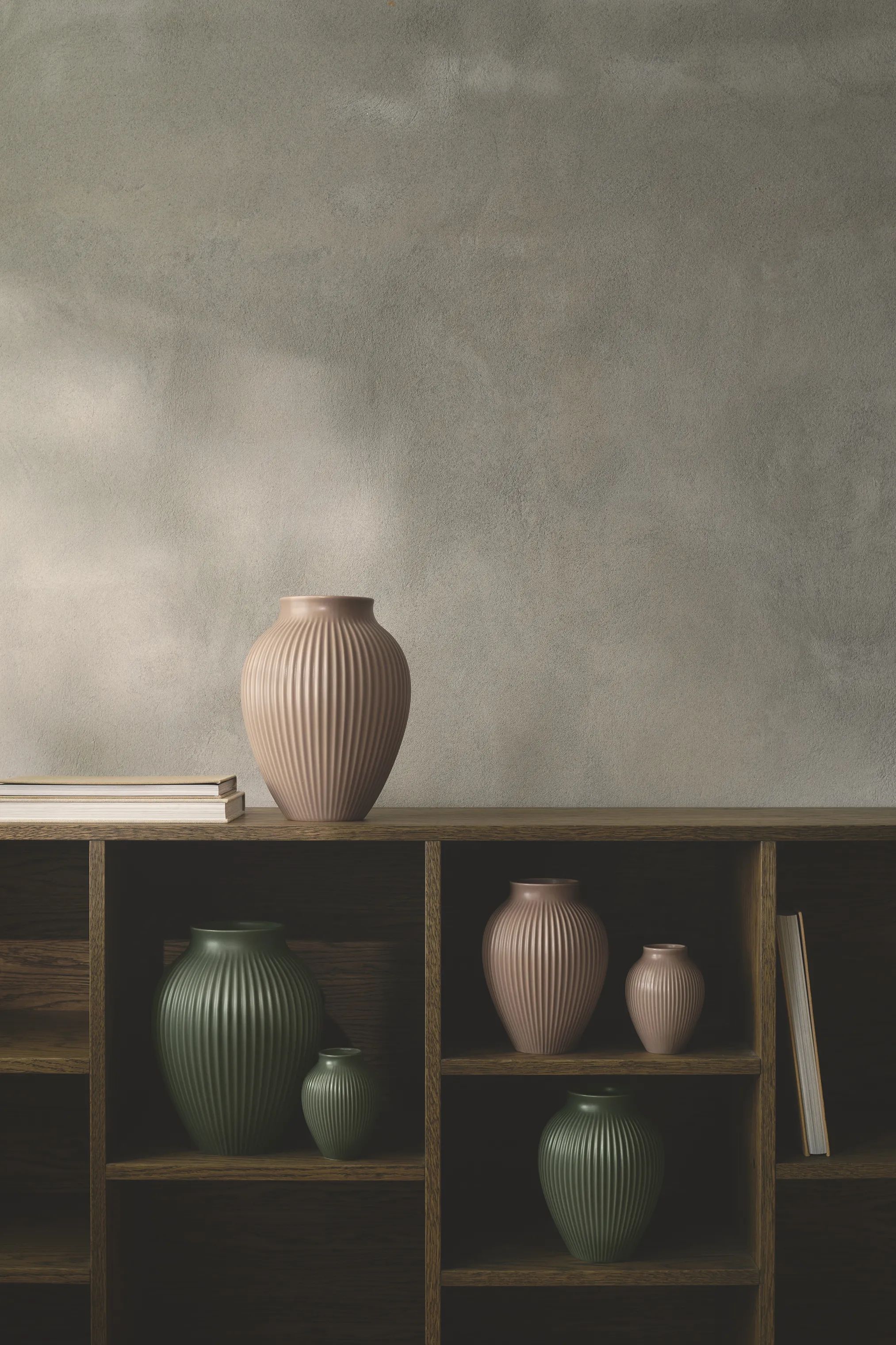 Knabstrup Keramik Vaser Riller Vase i ripple mat celadon green, 20 cm, 3