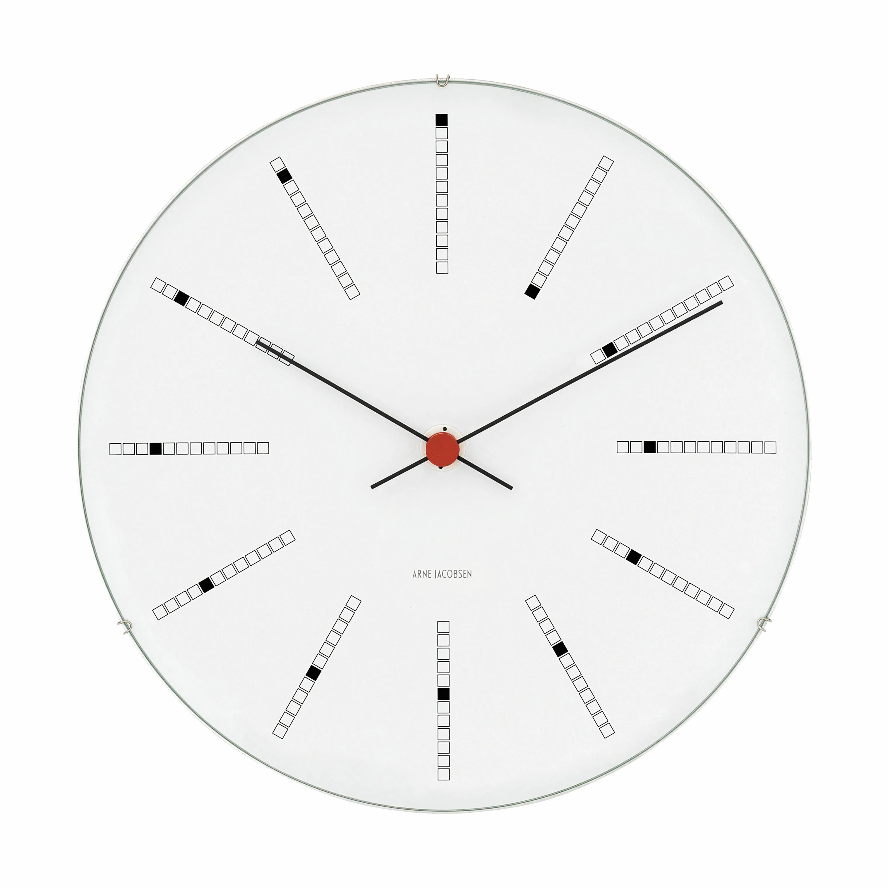 Arne Jacobsen Vægure Bankers Clock Vægur i Hvid/Sort/Rød, 16 cm, 1