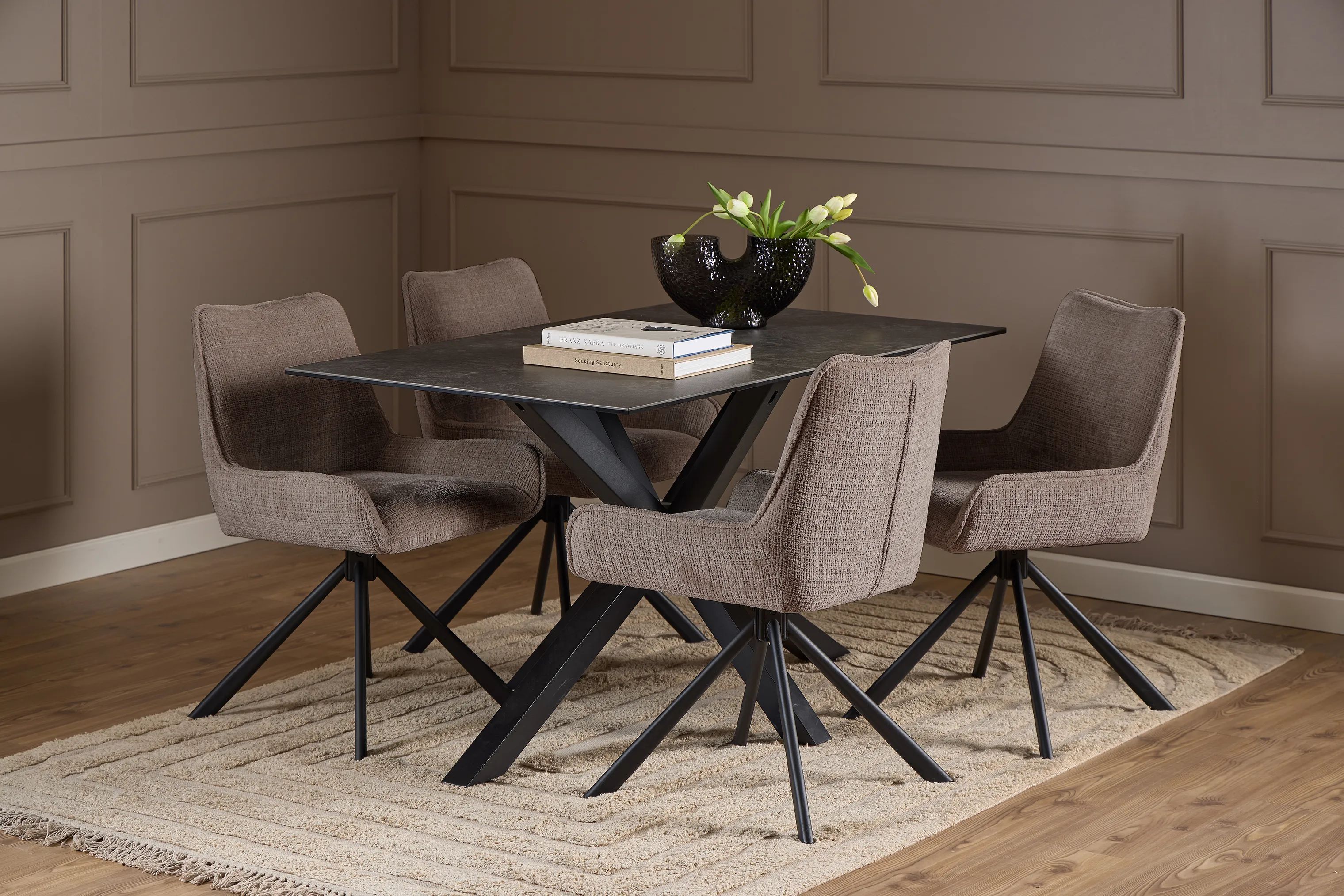 CASA Living Spisebordsstole Eddie Spisebordsstol - 2 stk i Brun/mat sort, 2