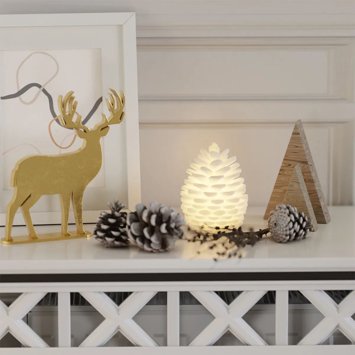 Deluxe Homeart LED-lys LED Kogle i Hvid, 3