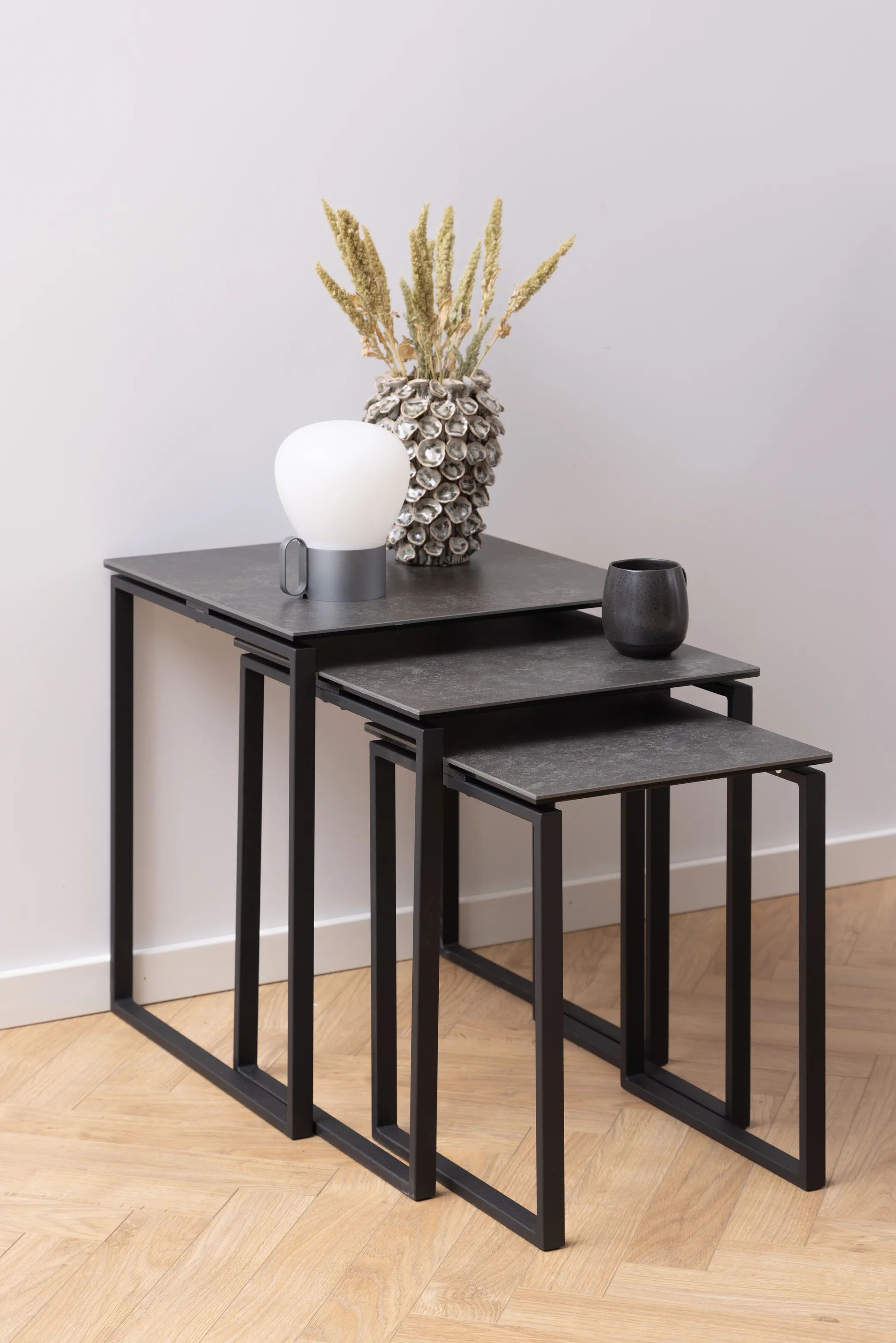 CASA Living Sofaborde Katrine Indskudsbord - 3 dele i Sort mat, 2